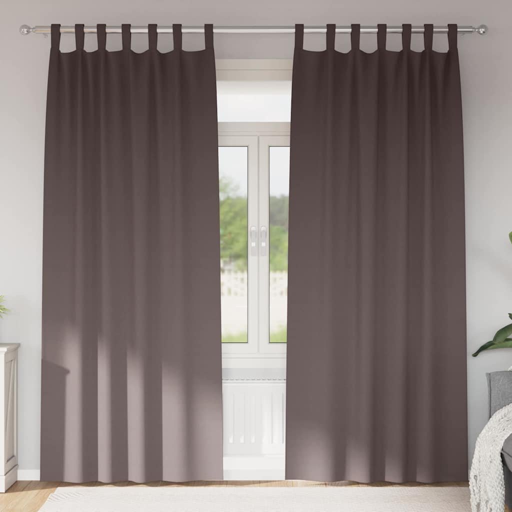 Walplus Set of 2 Ring Top Blackout Curtains - Dark Brown - 225 x 140 cm