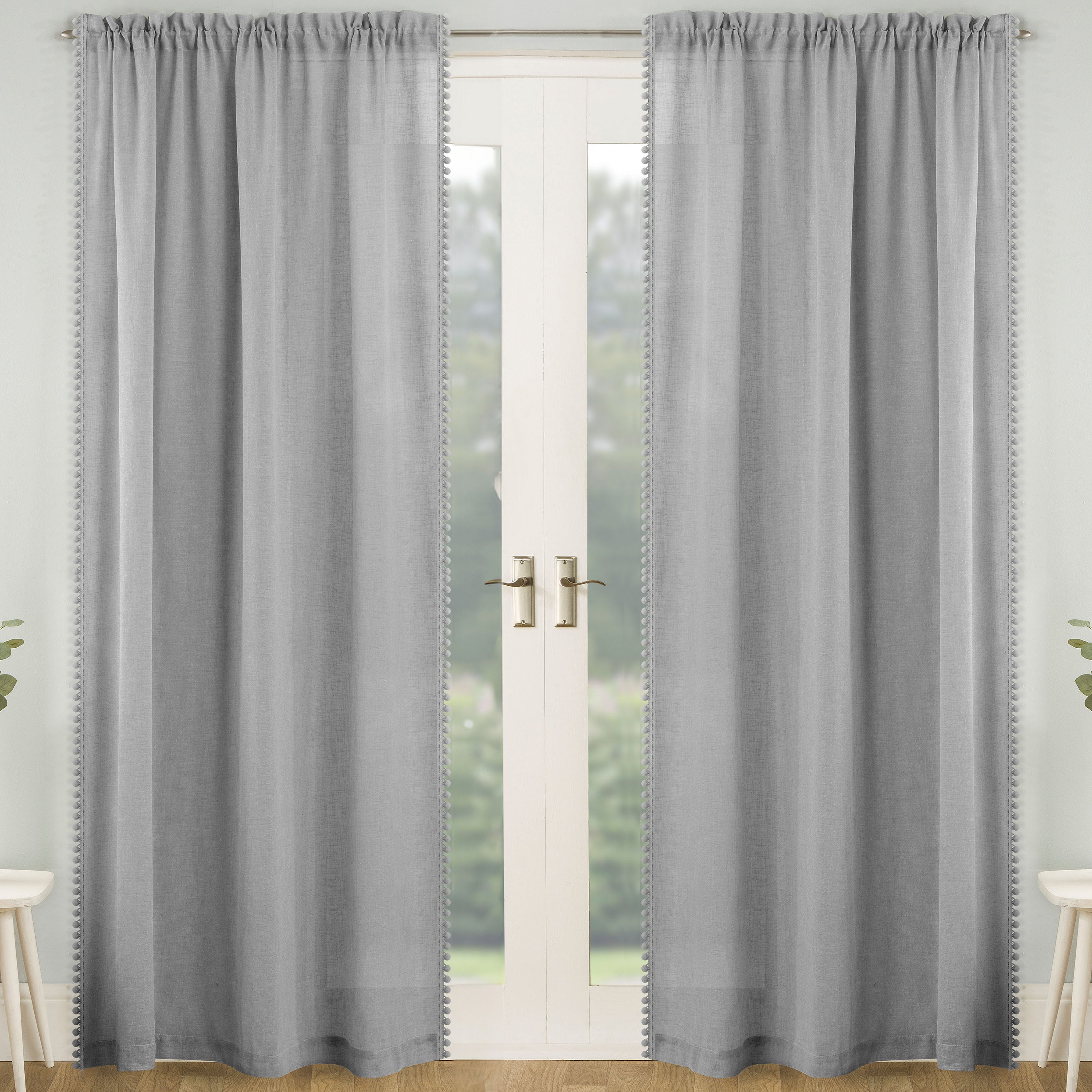 Tyrone Textiles Tahiti Rod Pocket Voile Panels - 140 x 122cm - Grey