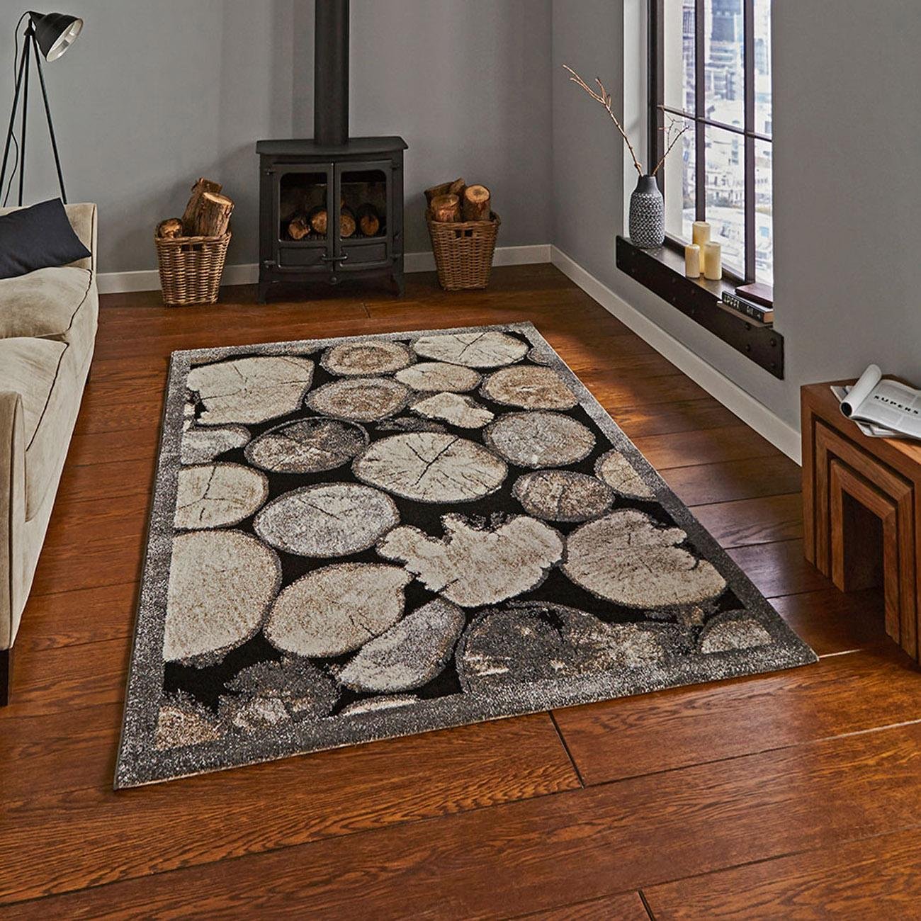 Mega Flooring Beige Modern Abstract Rug - 120 x 170cm