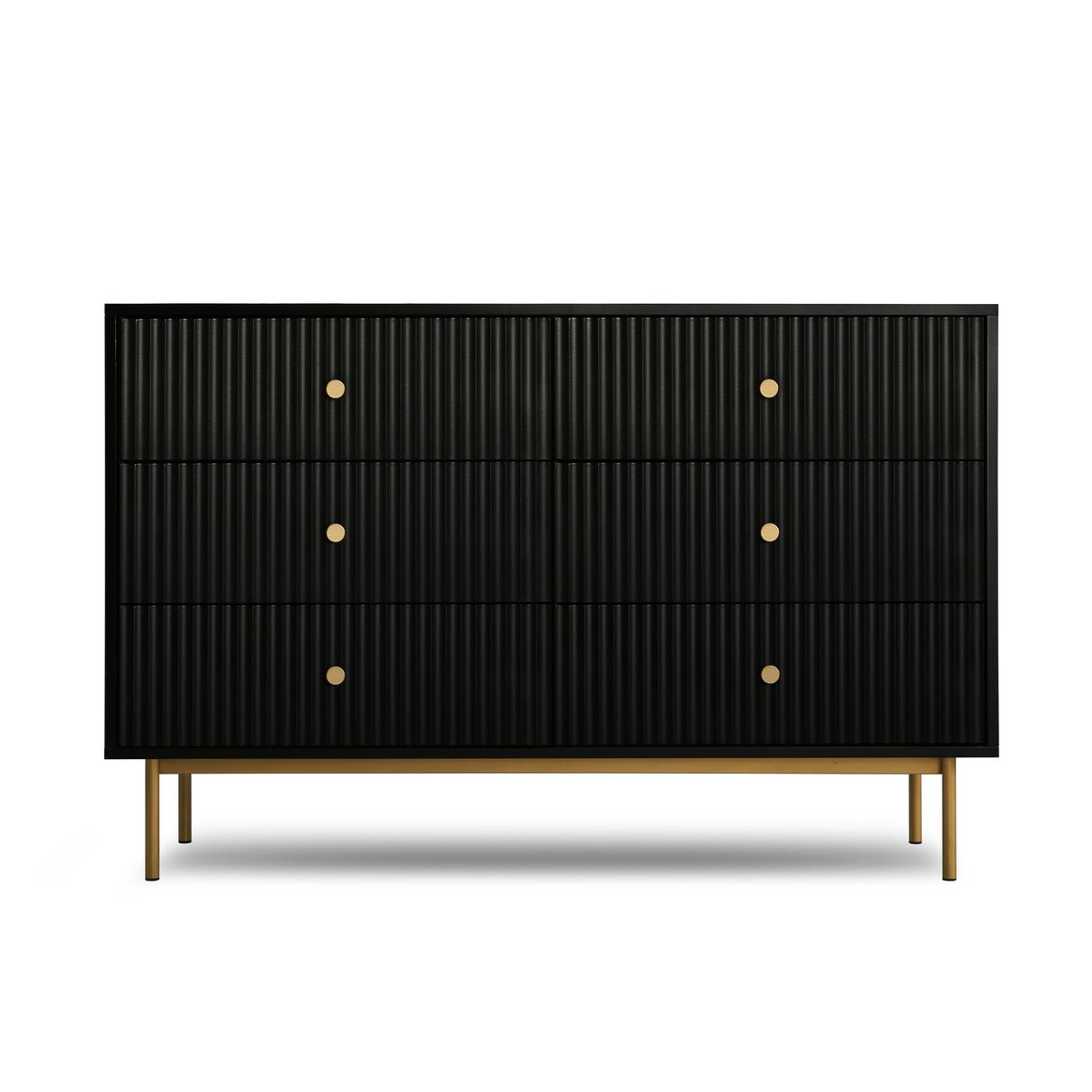 HomeGardenDirect Devon Fluted Wide Chest of Drawers - Black