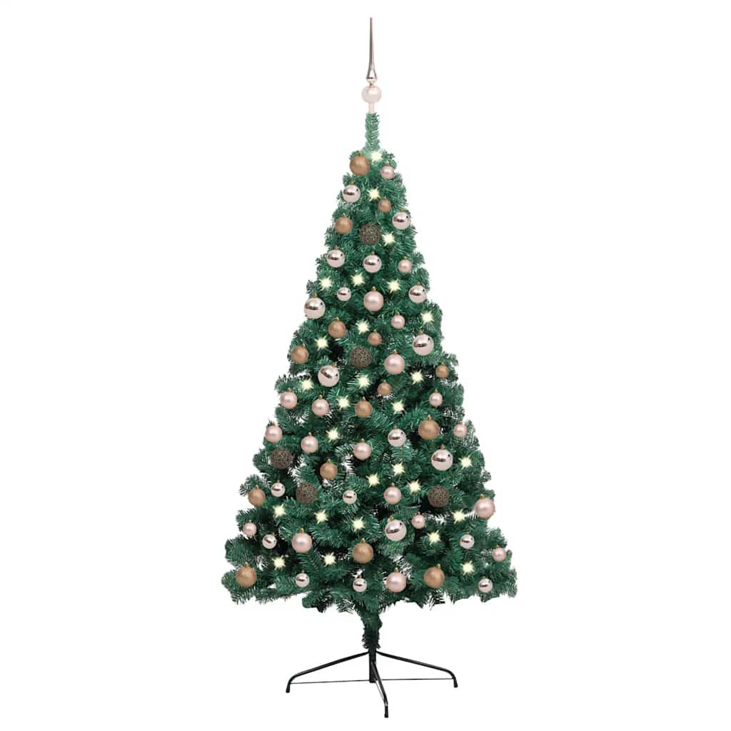 Walplus 150 LED Lights Half Pre-lit Artificial Christmas Tree - Green - 150 cm