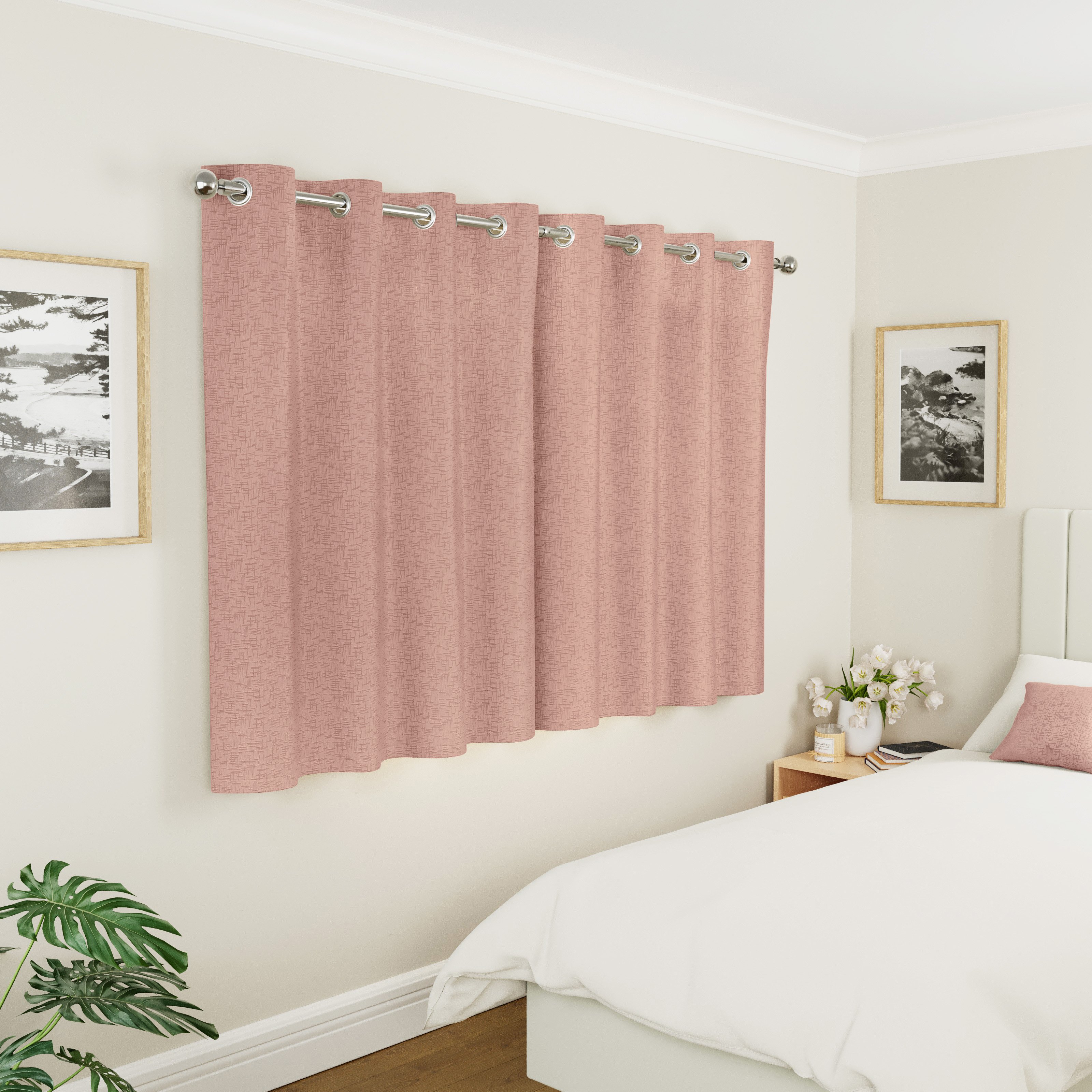 Enhanced Living Sydney Thermal Eyelet Curtains - 117 x 229cm - Blush Pink