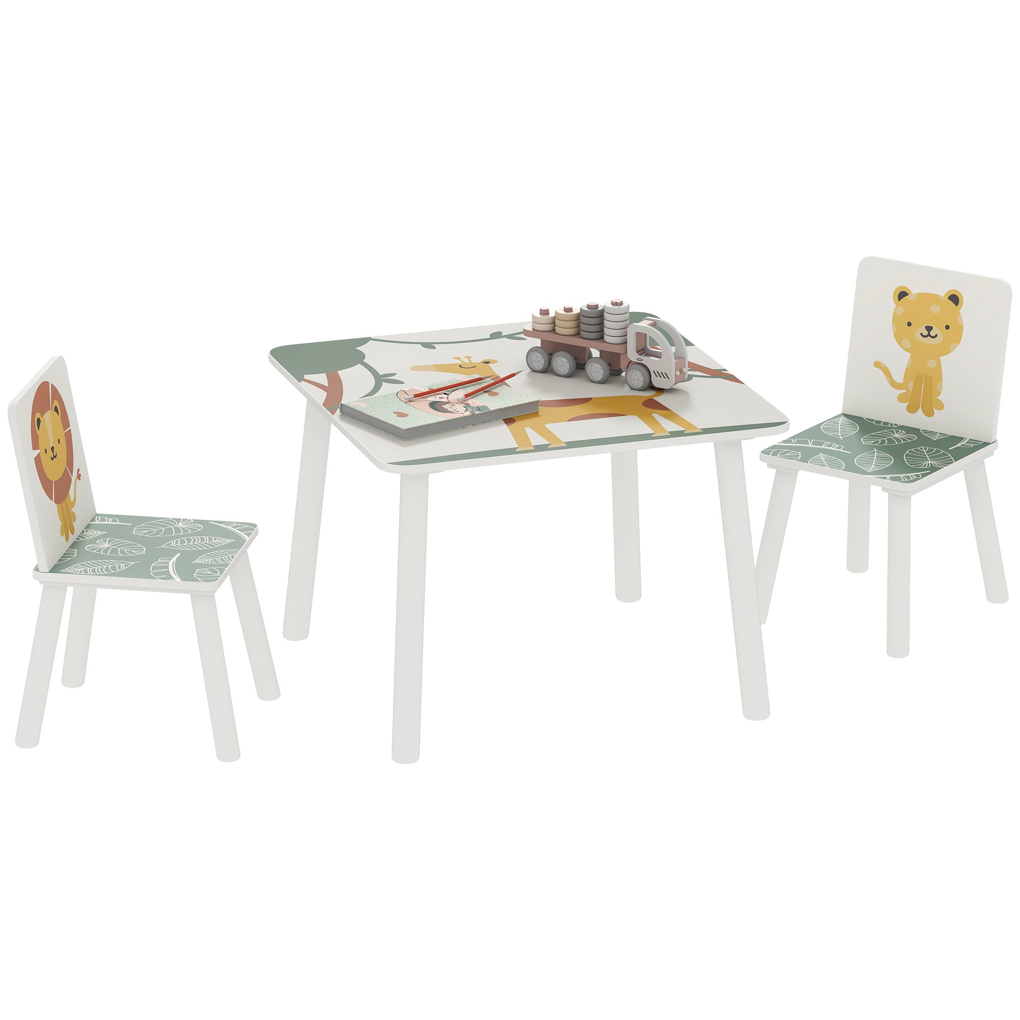 AIYAPLAY 3 Piece Kids Table and Chairs Set for Boys and Girls - Green