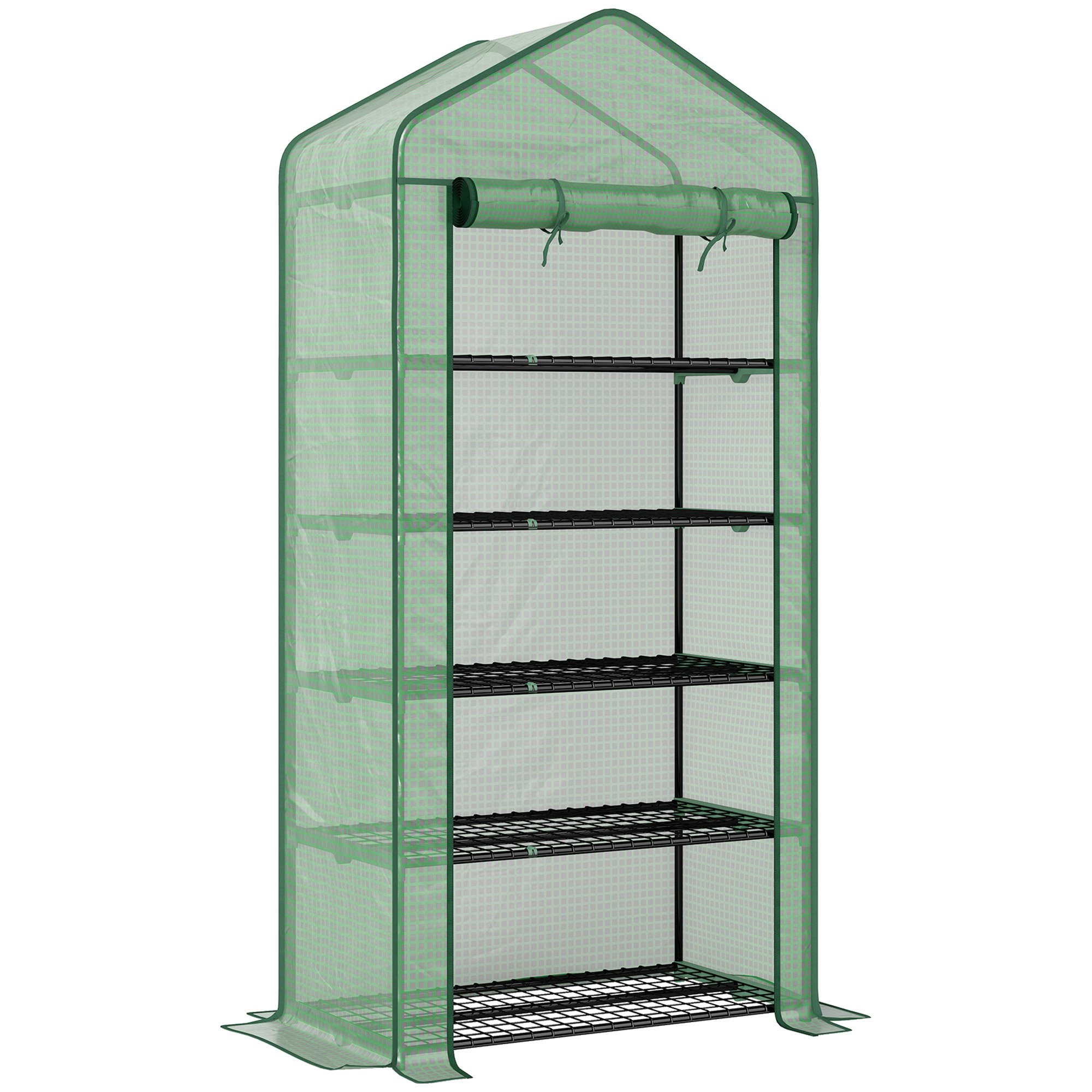 Outsunny Steel Frame PE Cover Mini Greenhouse – Green