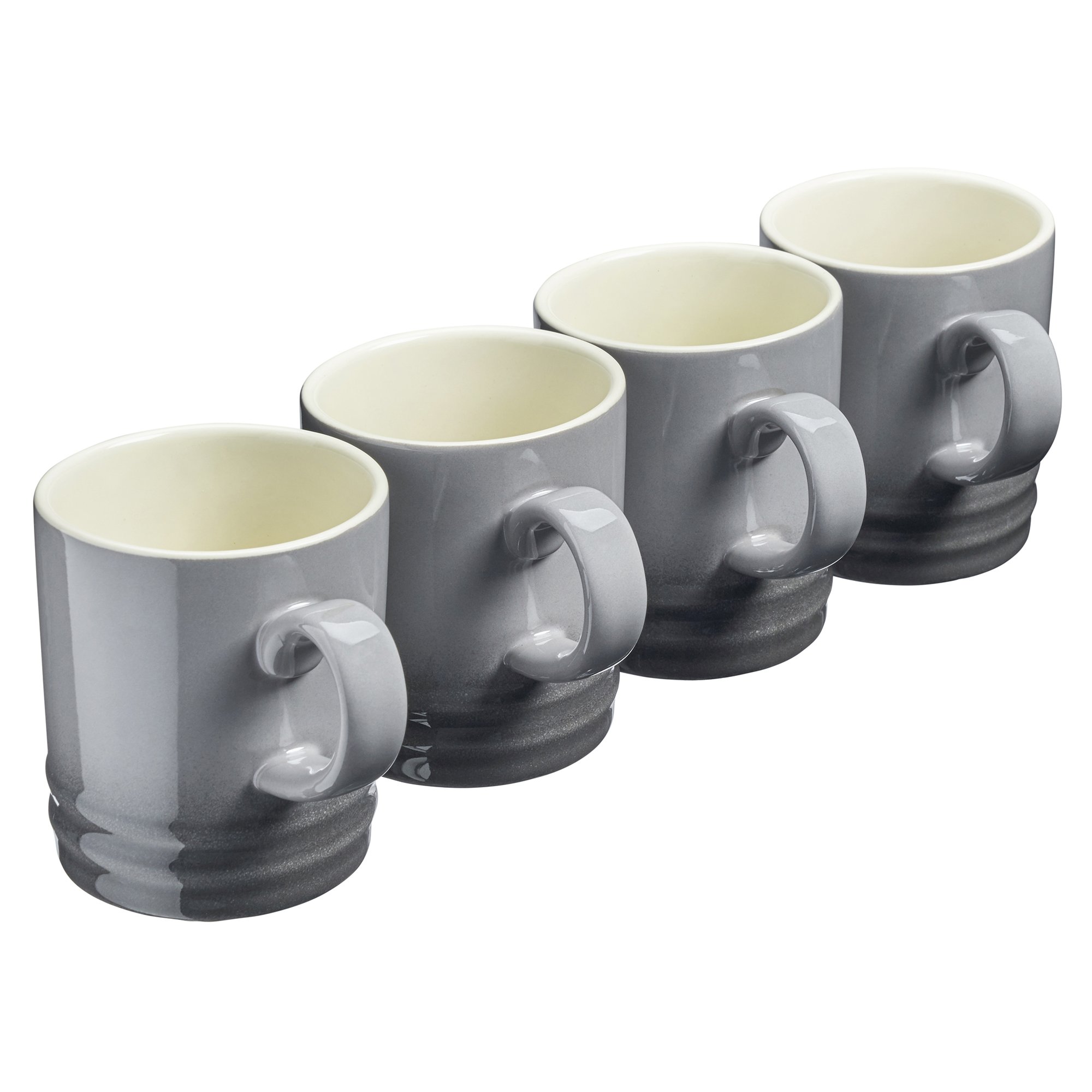 Cooks Professional Set of 4 Stoneware Tea Coffee Mugs 350ml - Grey