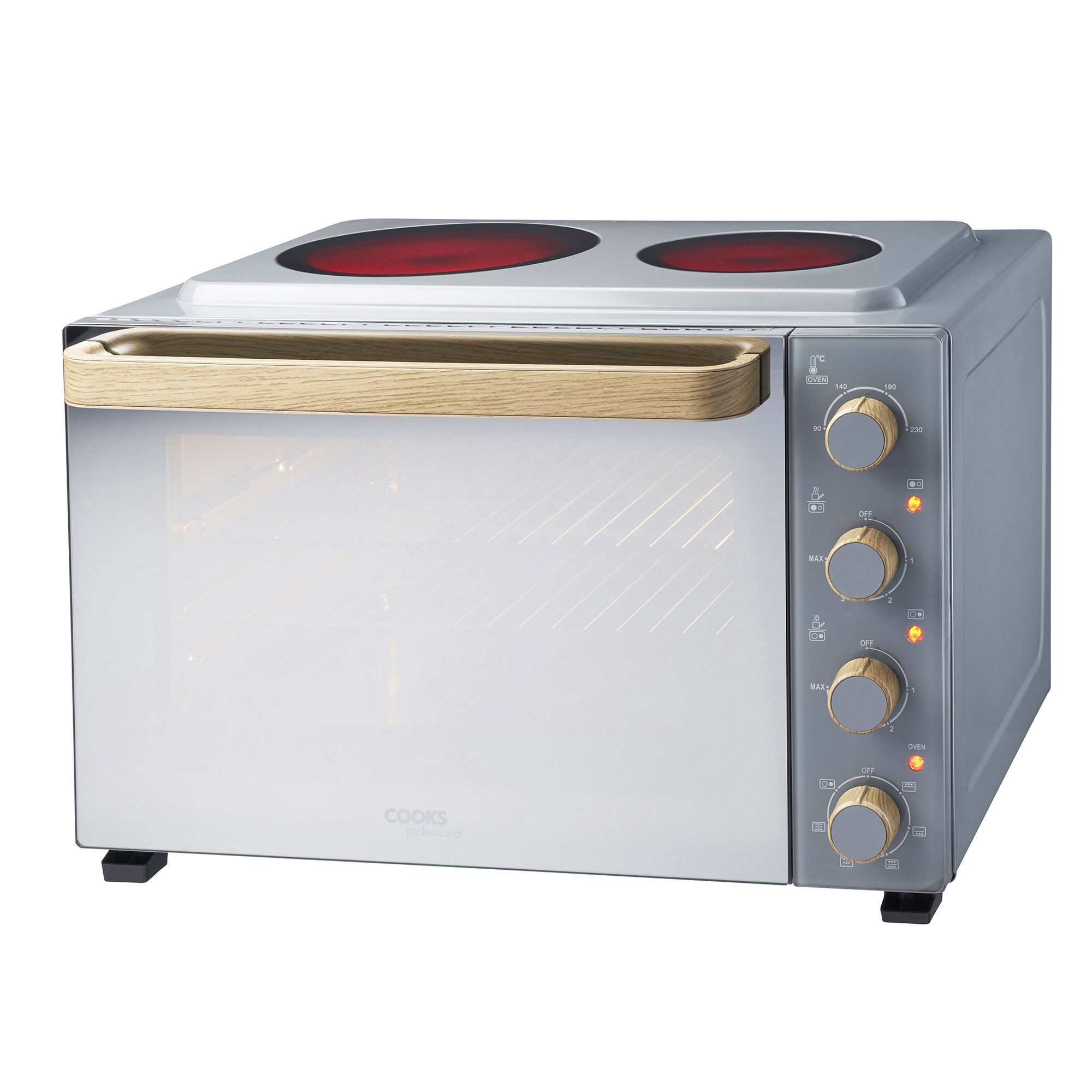 Cooks Professional 48L Mini Oven with 2 Ceramic Hobs - Grey