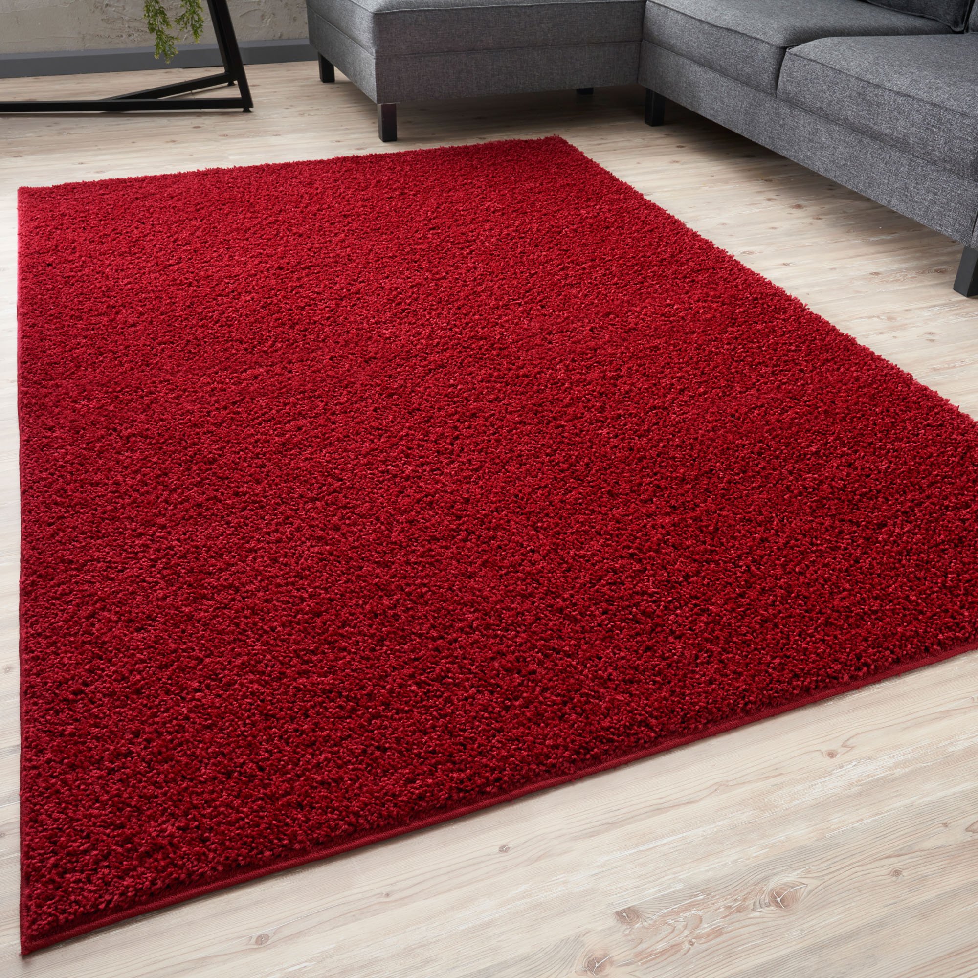 The Rugs Red Myshaggy Plain Shaggy Rug - 60 x 110cm