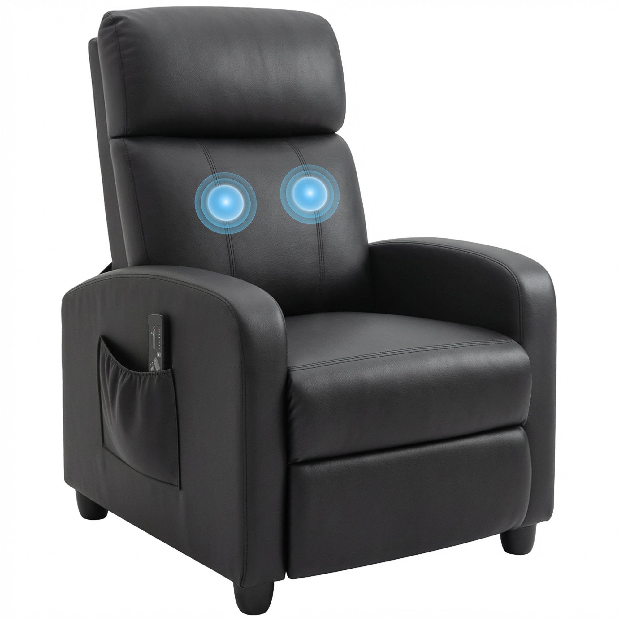 HOMCOM Faux Leather Adjustable Massage Recliner Armchair - Black