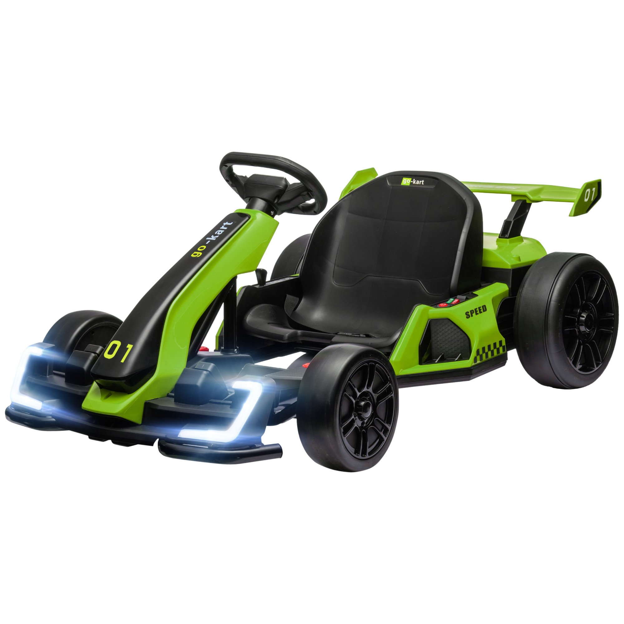 HOMCOM 24V 6 to 12 Years Adjustable Seat Drifting Ride On Go Kart – Green