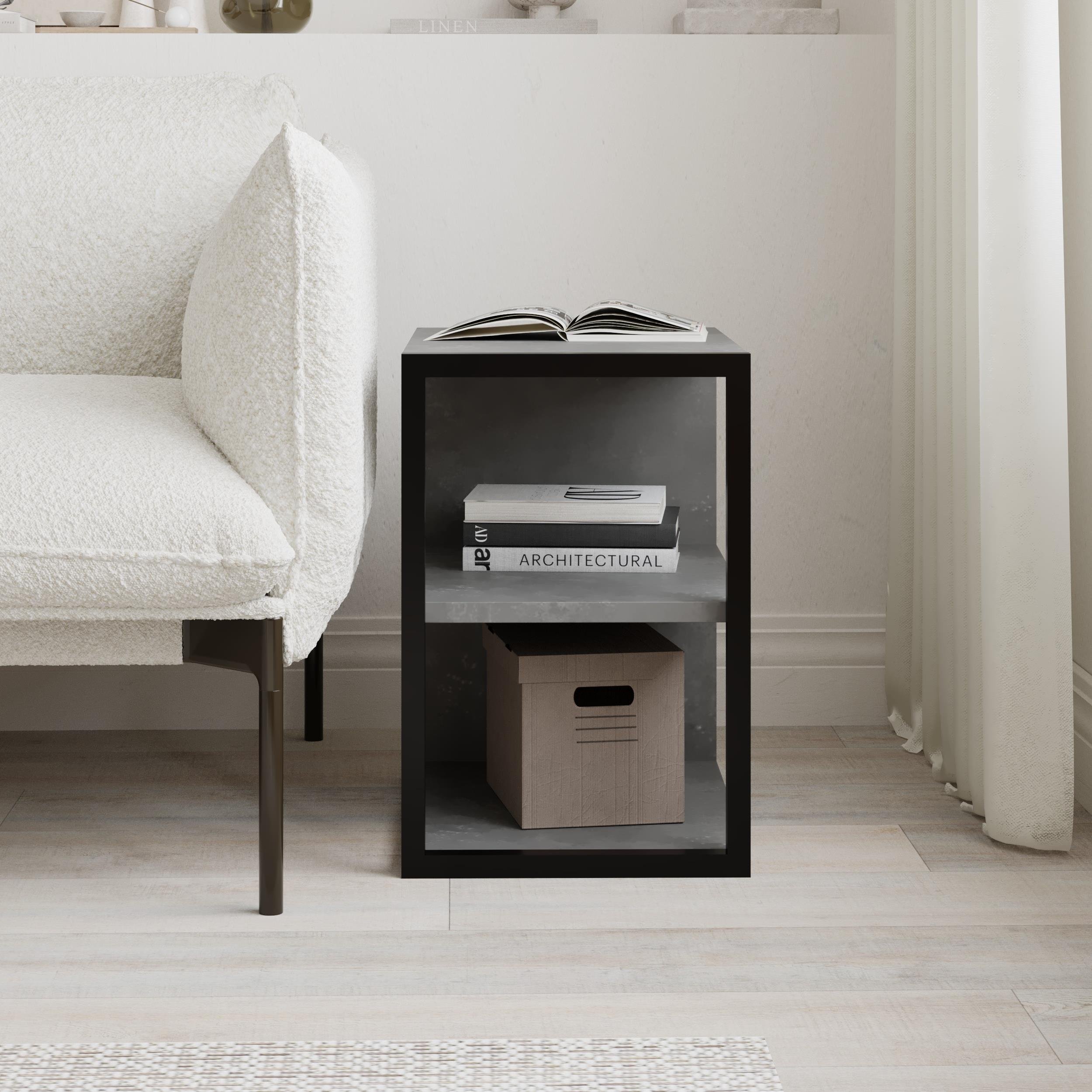 Decortie Echo Particleboard And Metal 3-Tier Side Table - Grey