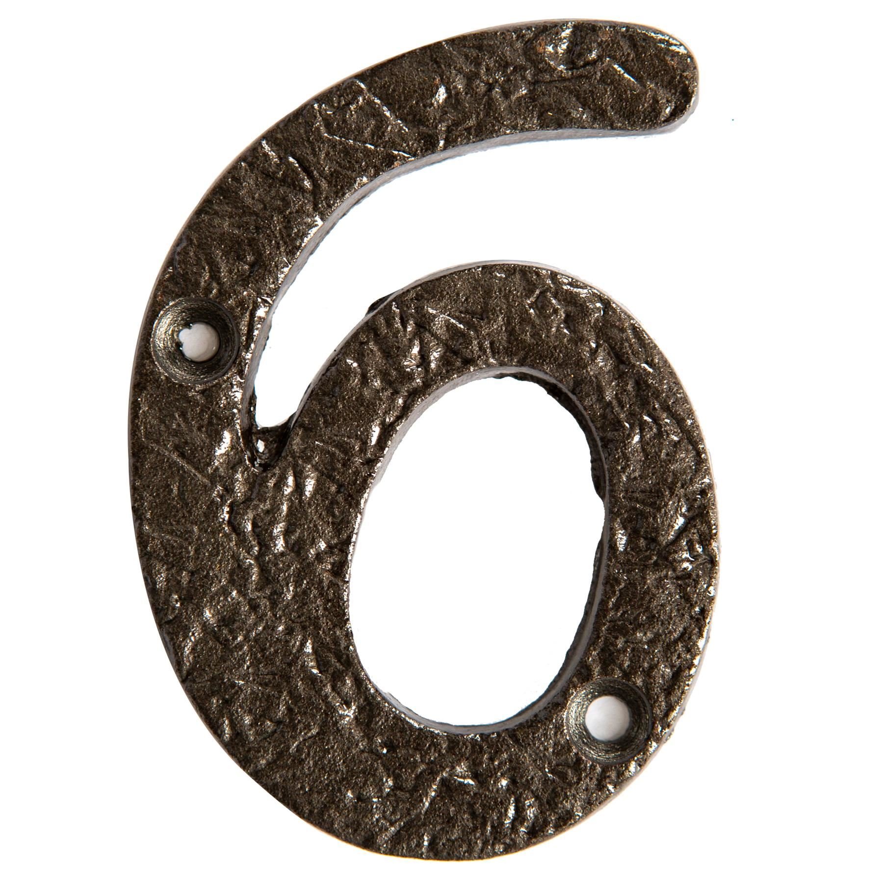 Hammer & Tongs Rustic Iron Numeral - Number 6 - Raw