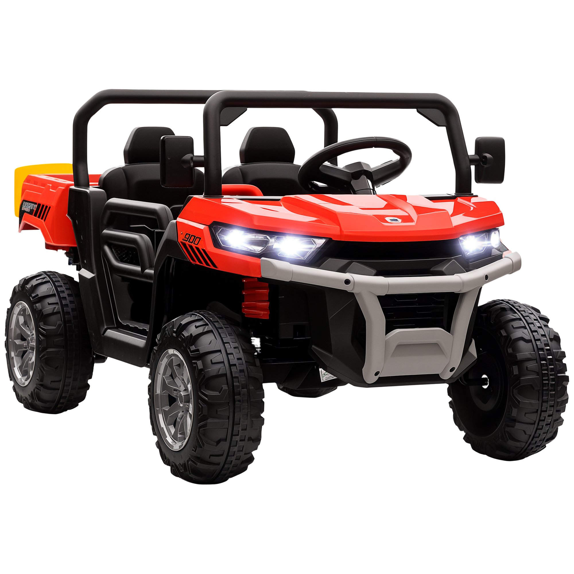 HOMCOM 12V 2 Seater Parental Remote Electric Bucket Kids Ride on Car – Red
