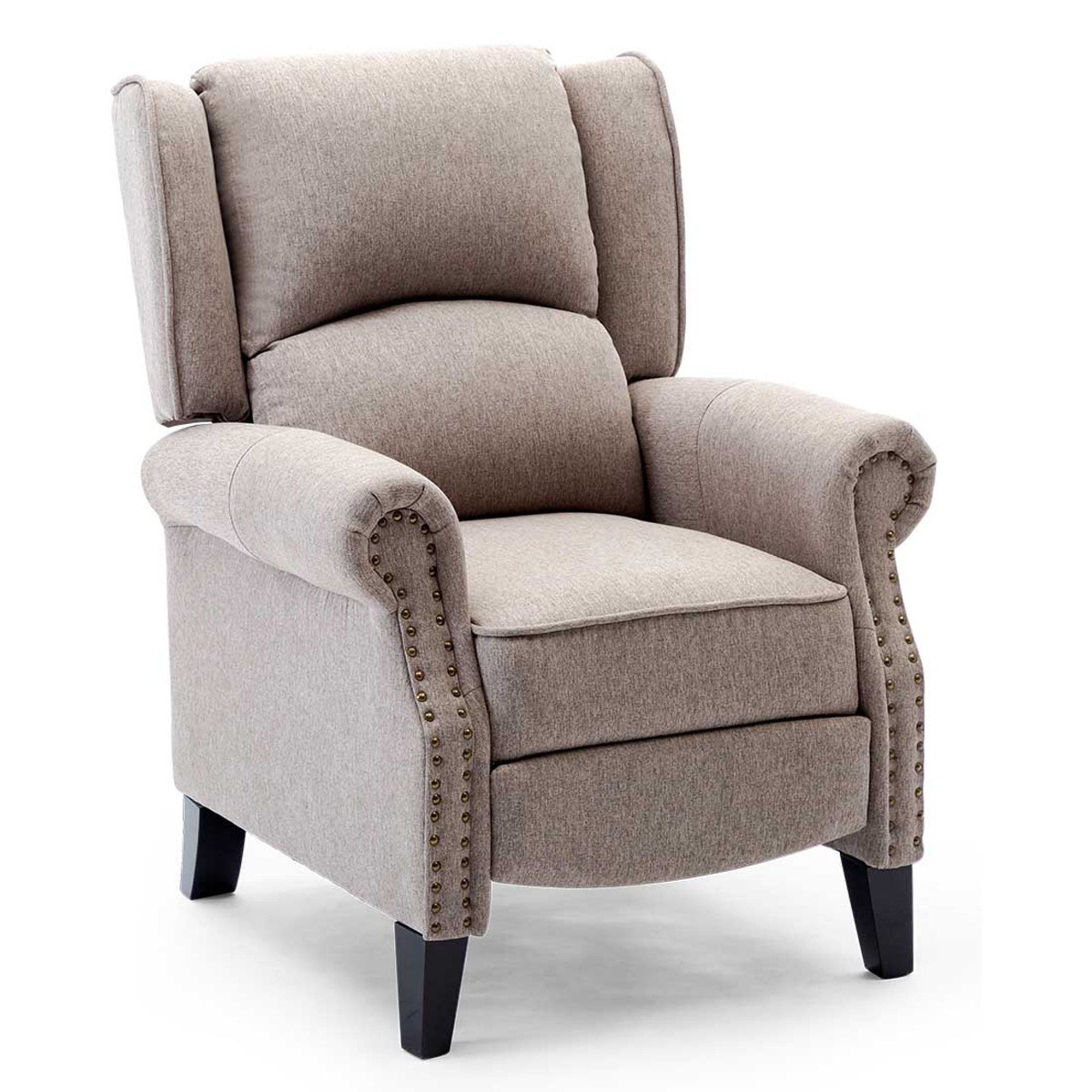 Furniture Online Charlotte Modern Fabric Pushback Recliner Accent Chair - Pumice
