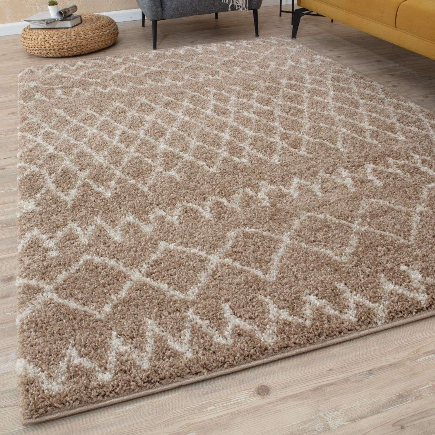The Rugs Beige Moroccan Tangier Shaggy Rug - 60 x 110cm