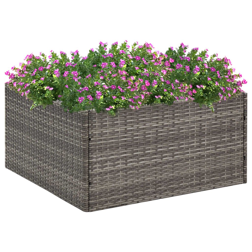 Walplus Poly Rattan Garden Planter - Grey and Transparent - 80 x 80 x 40 cm