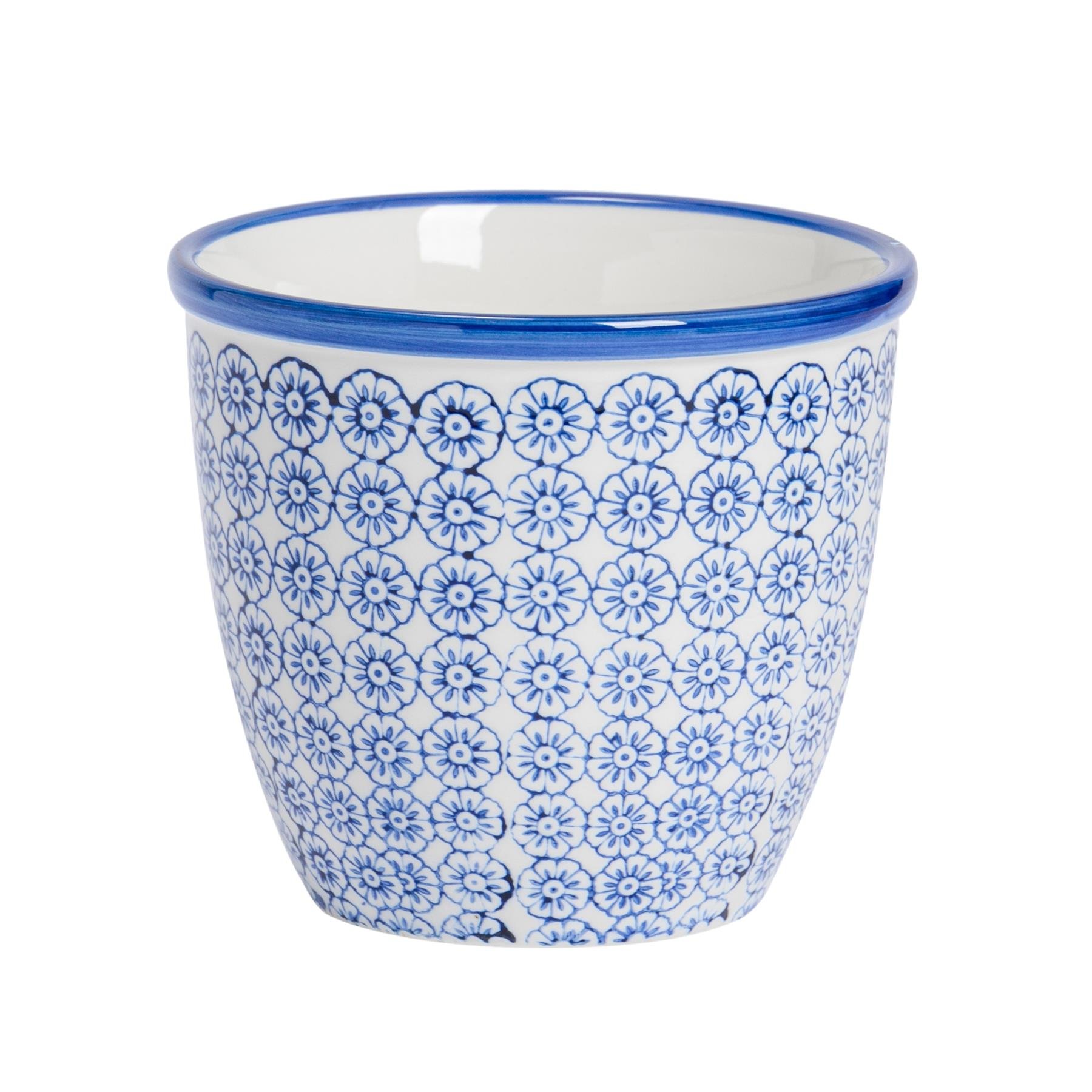 Nicola Spring Hand-Printed Plant Pot - Navy