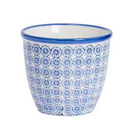Nicola Spring Hand-Printed Plant Pot - Navy