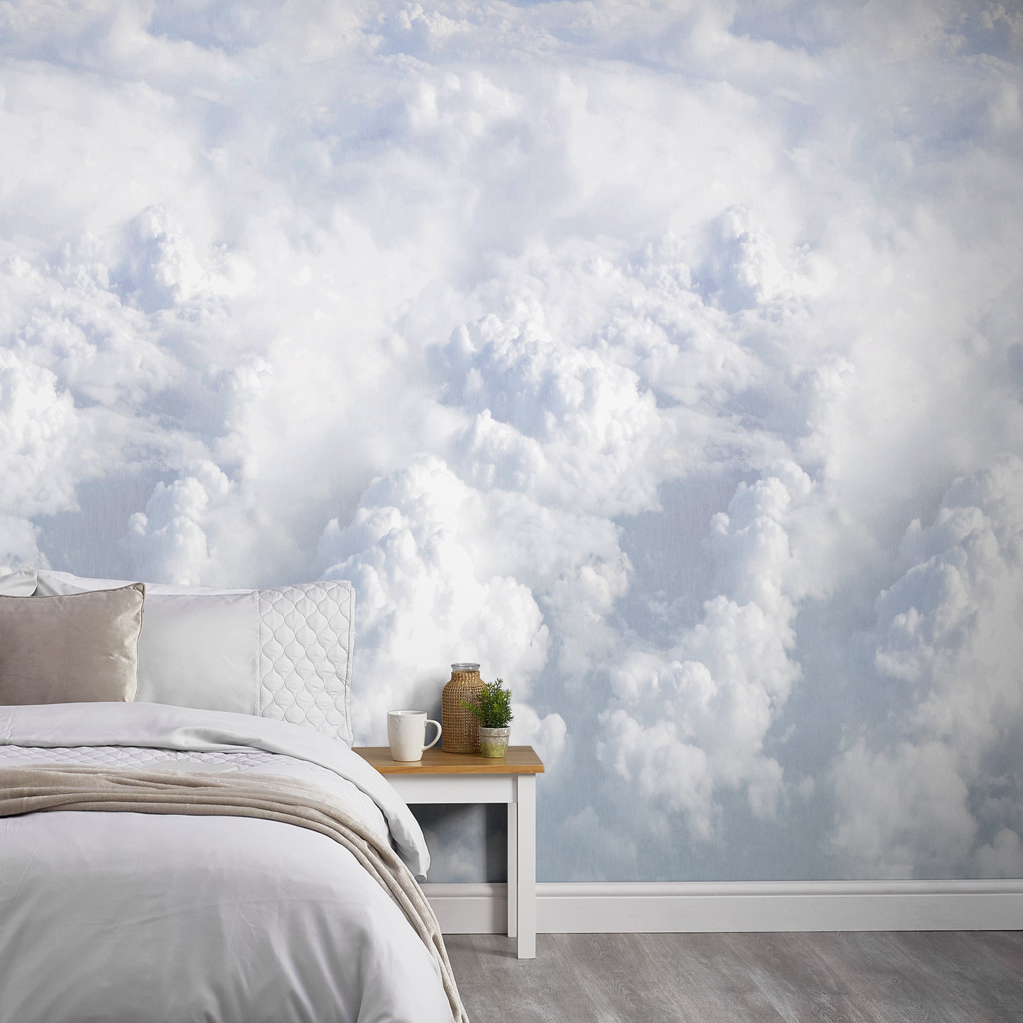 Grandeco Dreamy Clouds 3 Lane Repeatable Wallpaper Mural   - Blue