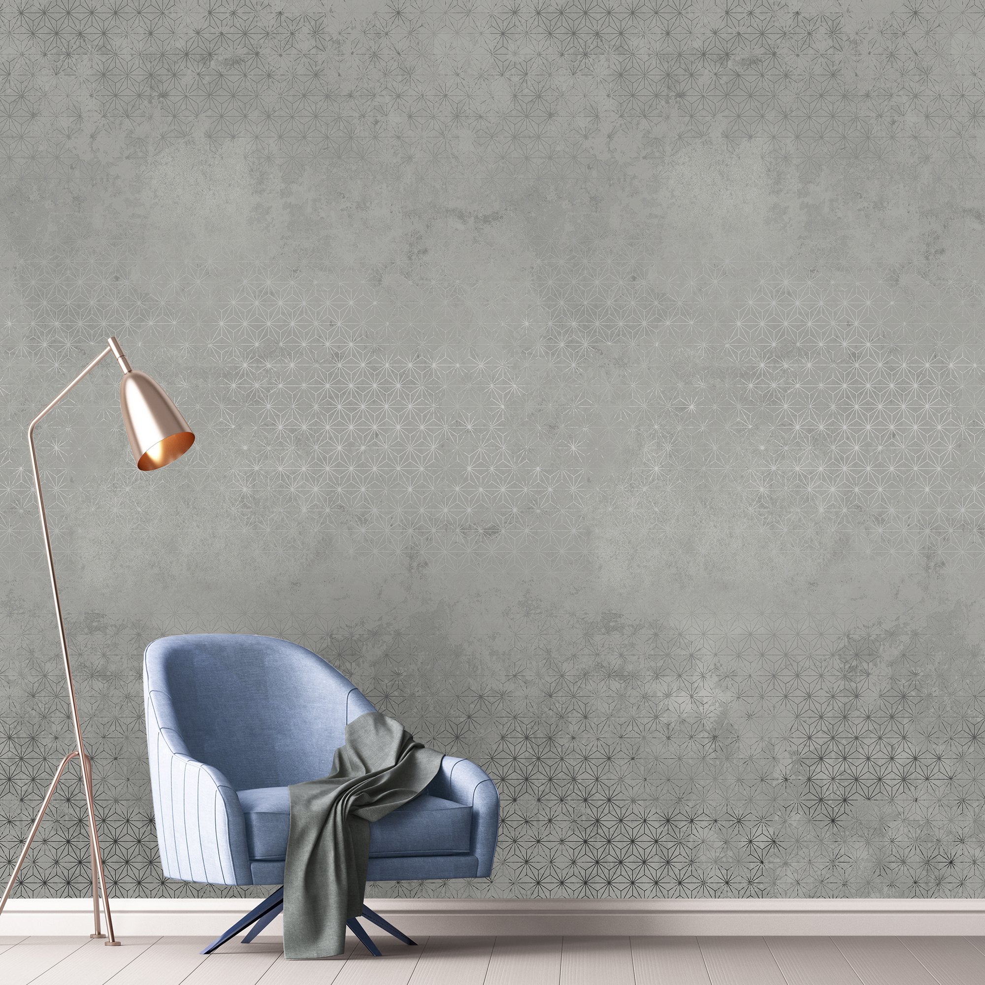 Grandeco Geo Concrete 3 lane Repeatable Textured Wallpaper Mural  - Grey