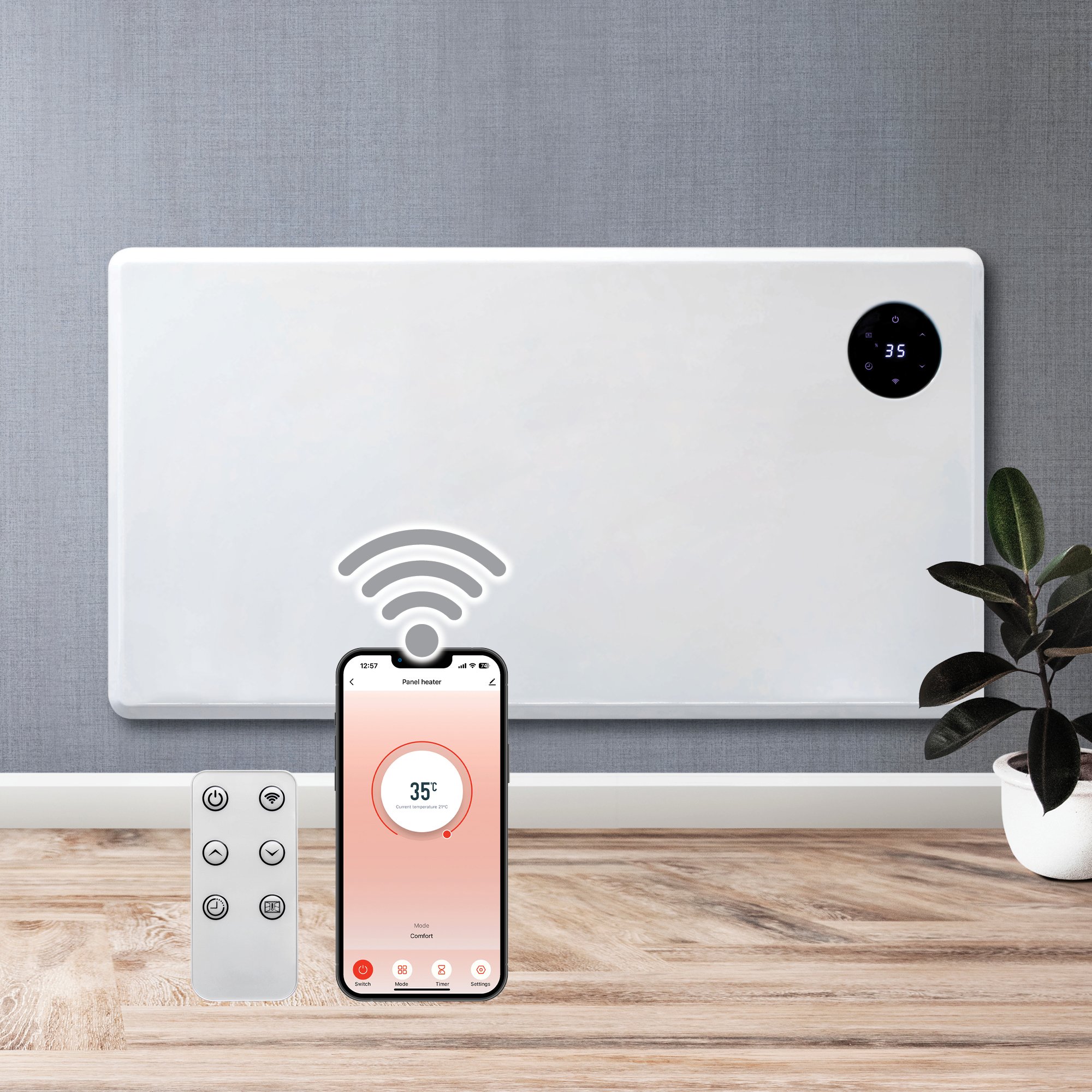 Purus 1500W Smart WiFi Electric Panel Heater - White