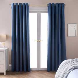 OHS Essentials Plain Eyelet Blackout Curtains 117 x 137cm - Arctic Blue