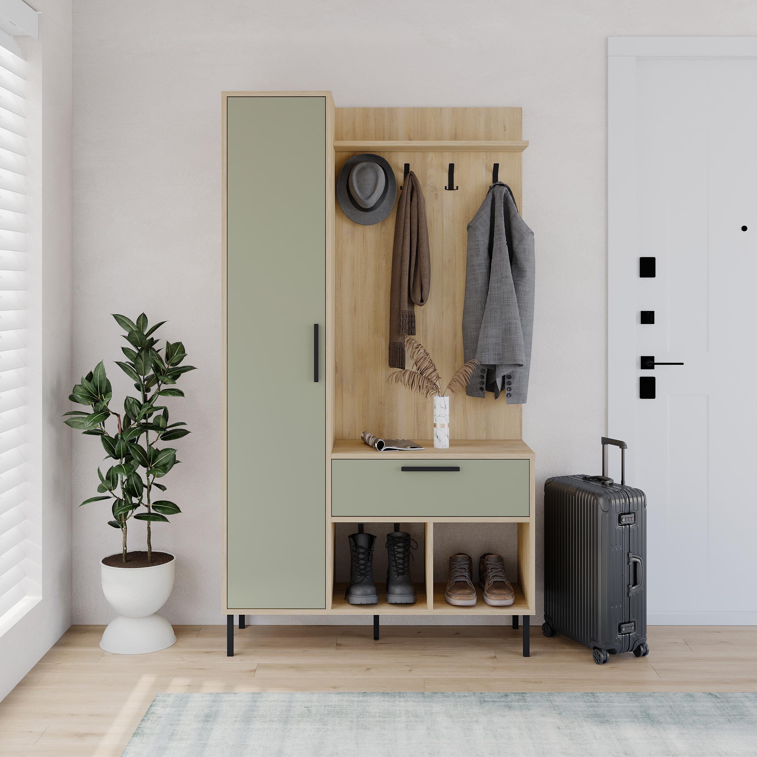 Decortie Acton Particleboard Hall Tree Coat Stand - Sage Green