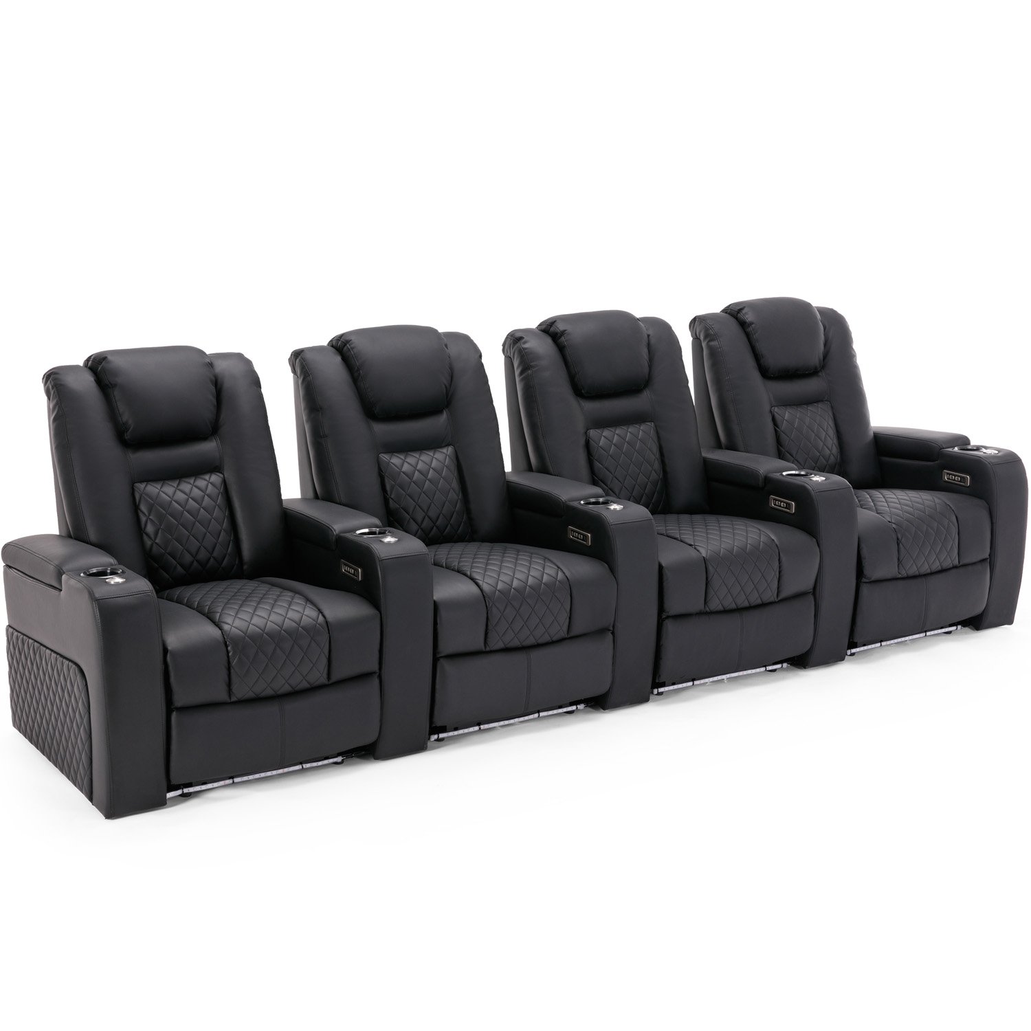 Furniture Online Broadway Electric Recliner 4 Seater Sofa – Black And White