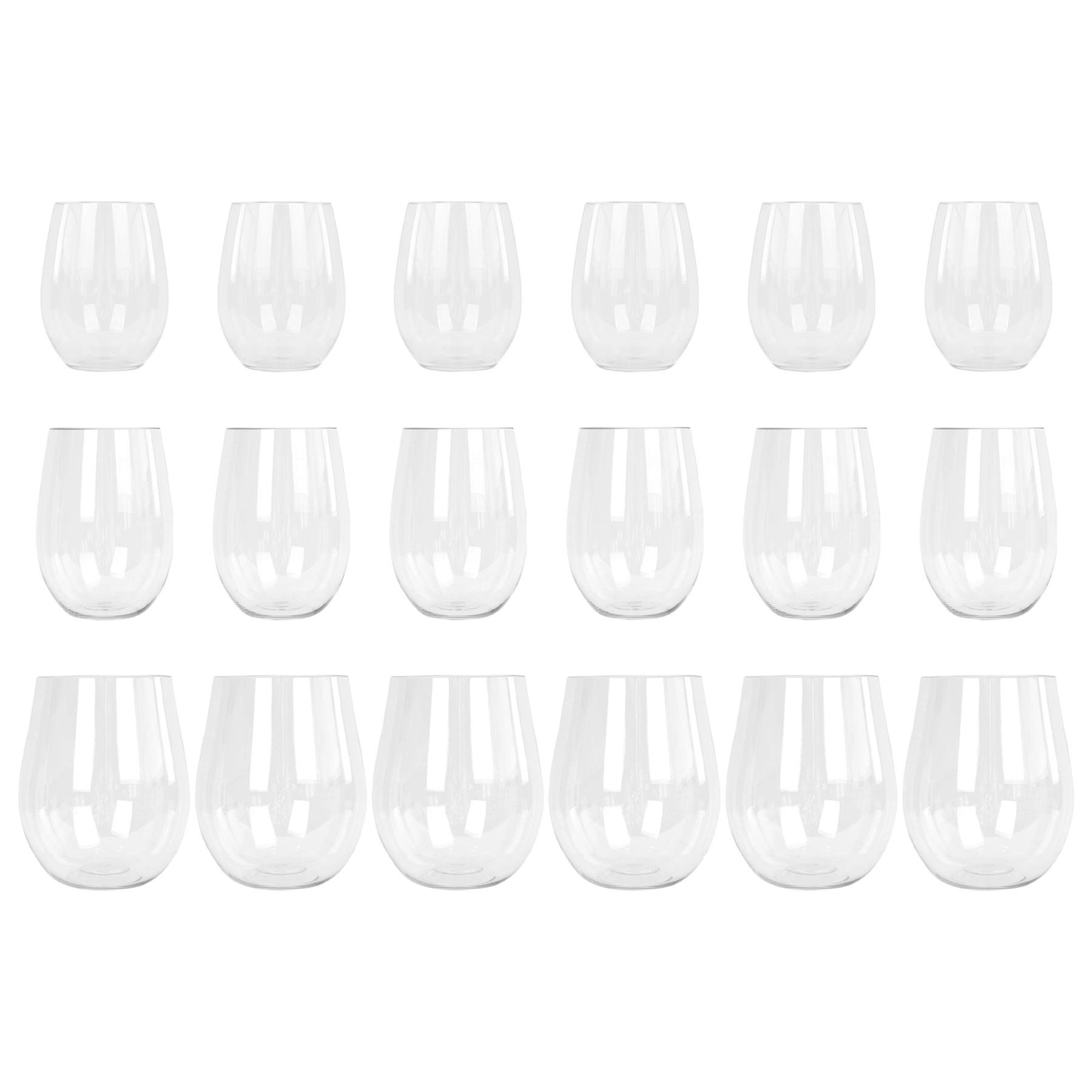 Argon Tableware 18 Piece Reusable Plastic Stemless Wine Glasses Set