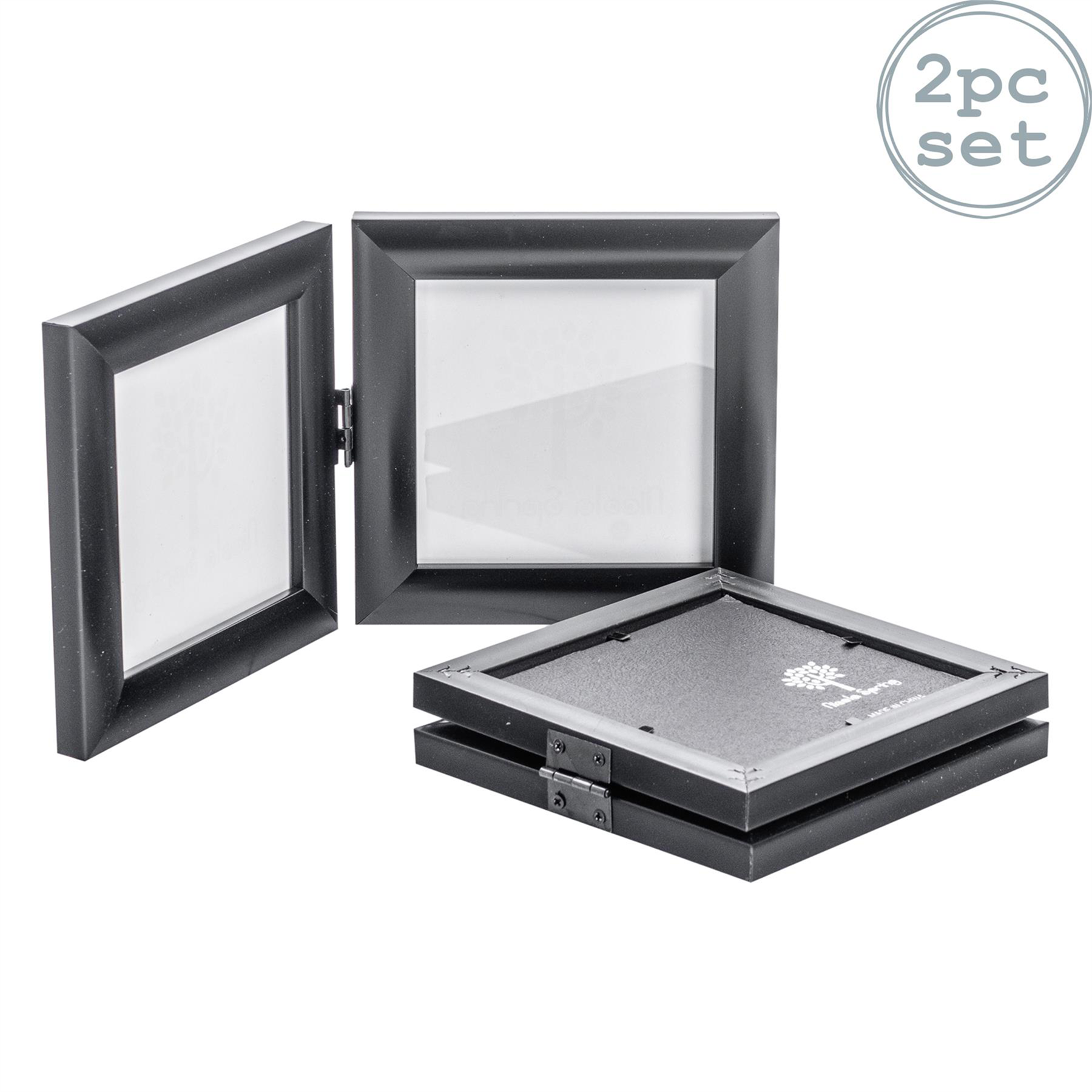 Nicola Spring Folding 2 Photo Frames 4 x 4" Set of 2 - Black