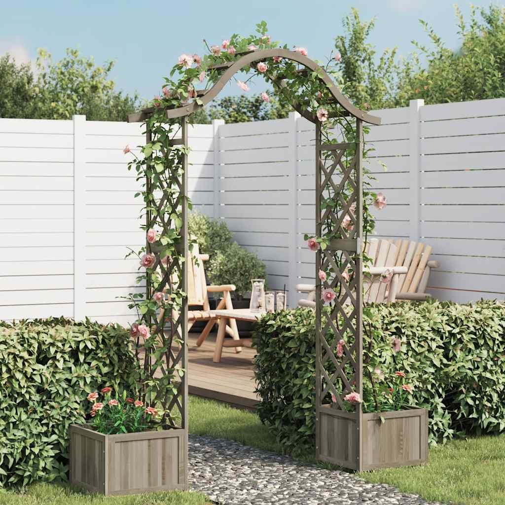 Walplus Garden Pergola with Planter Solid Firwood - Grey - 175 x 40 x 204 cm