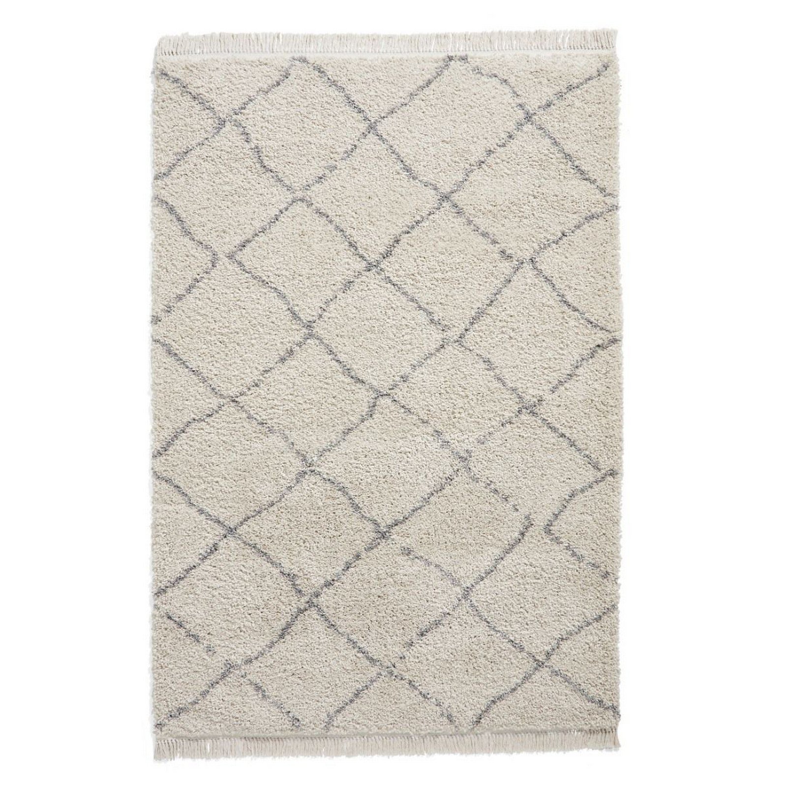 Mega Flooring White Shaggy Geometric Rug - 160 x 230cm