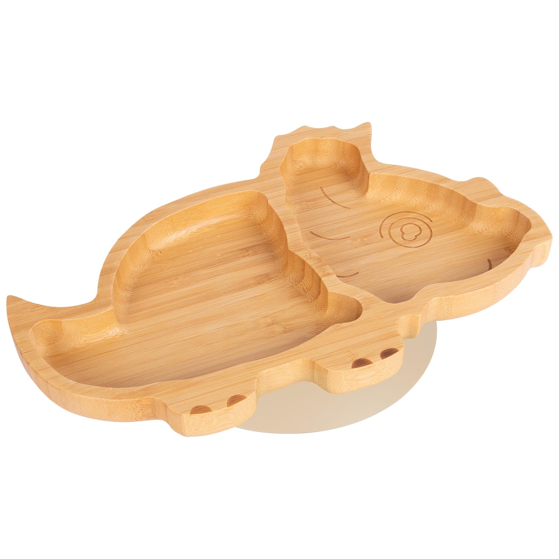 Tiny Dining Dinosaur Bamboo Suction Plate - Beige