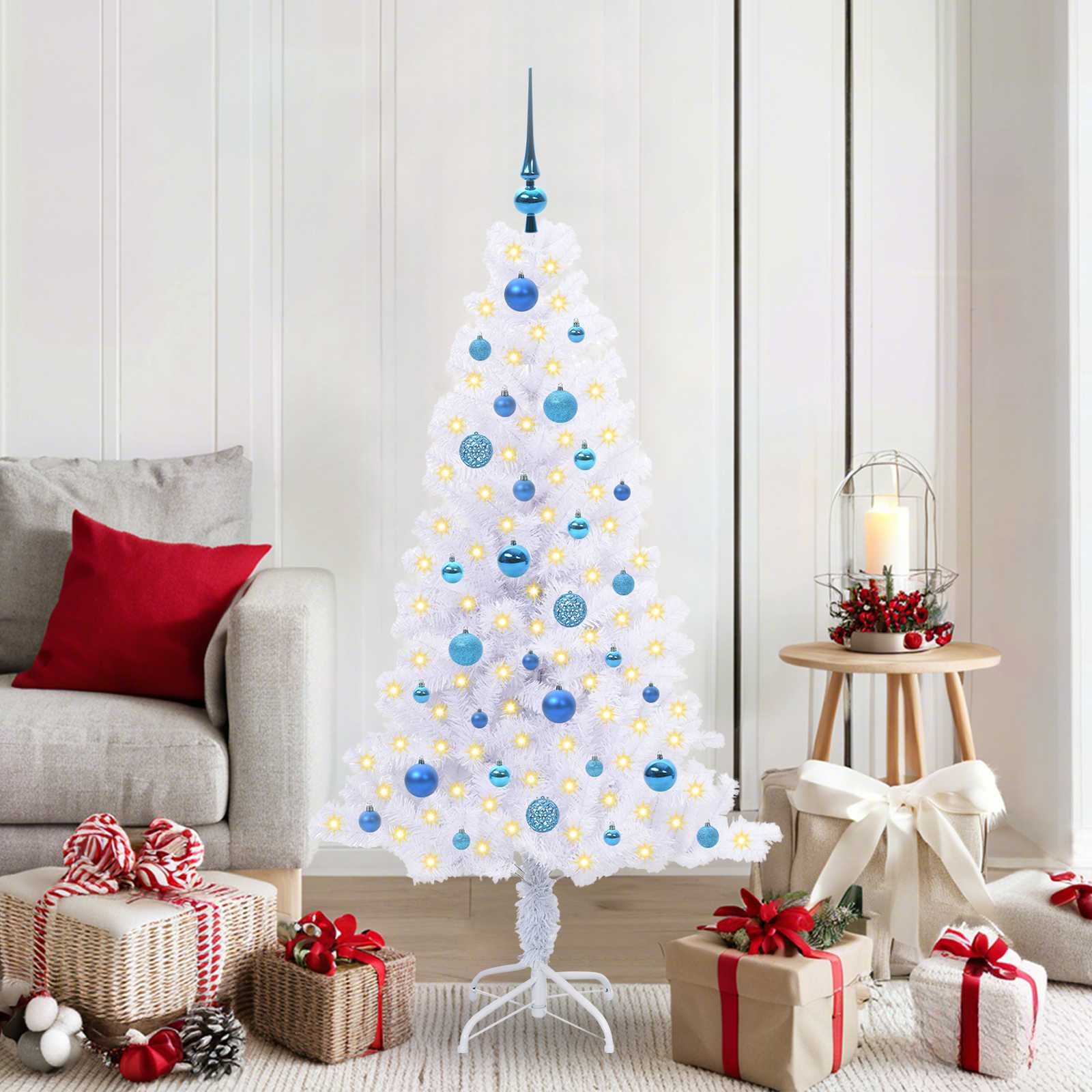Walplus 150 LED Lights Artificial Christmas Tree Quick Setup - White - 150 cm
