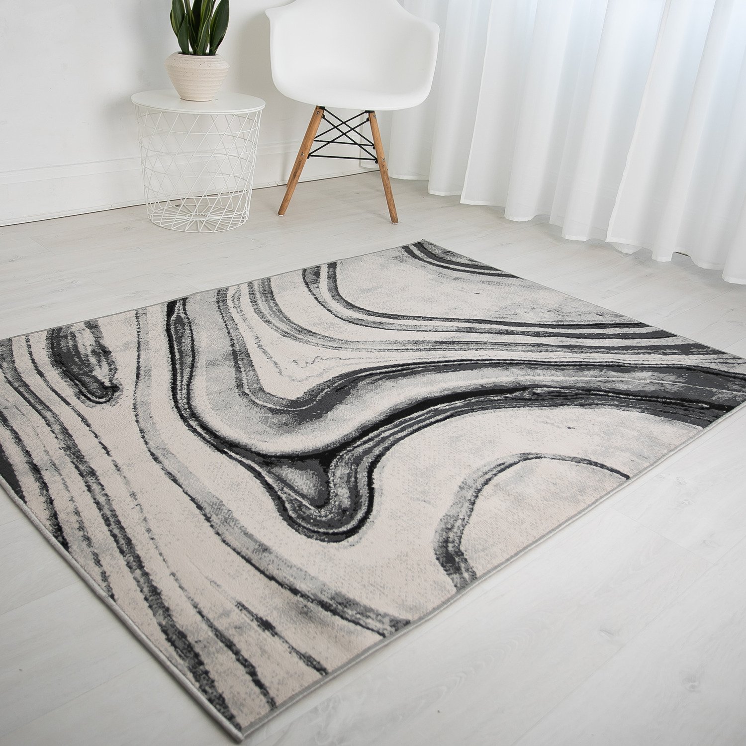 DS Living Volterra Patterned Rug - Anthracite & Grey - 170x120cm