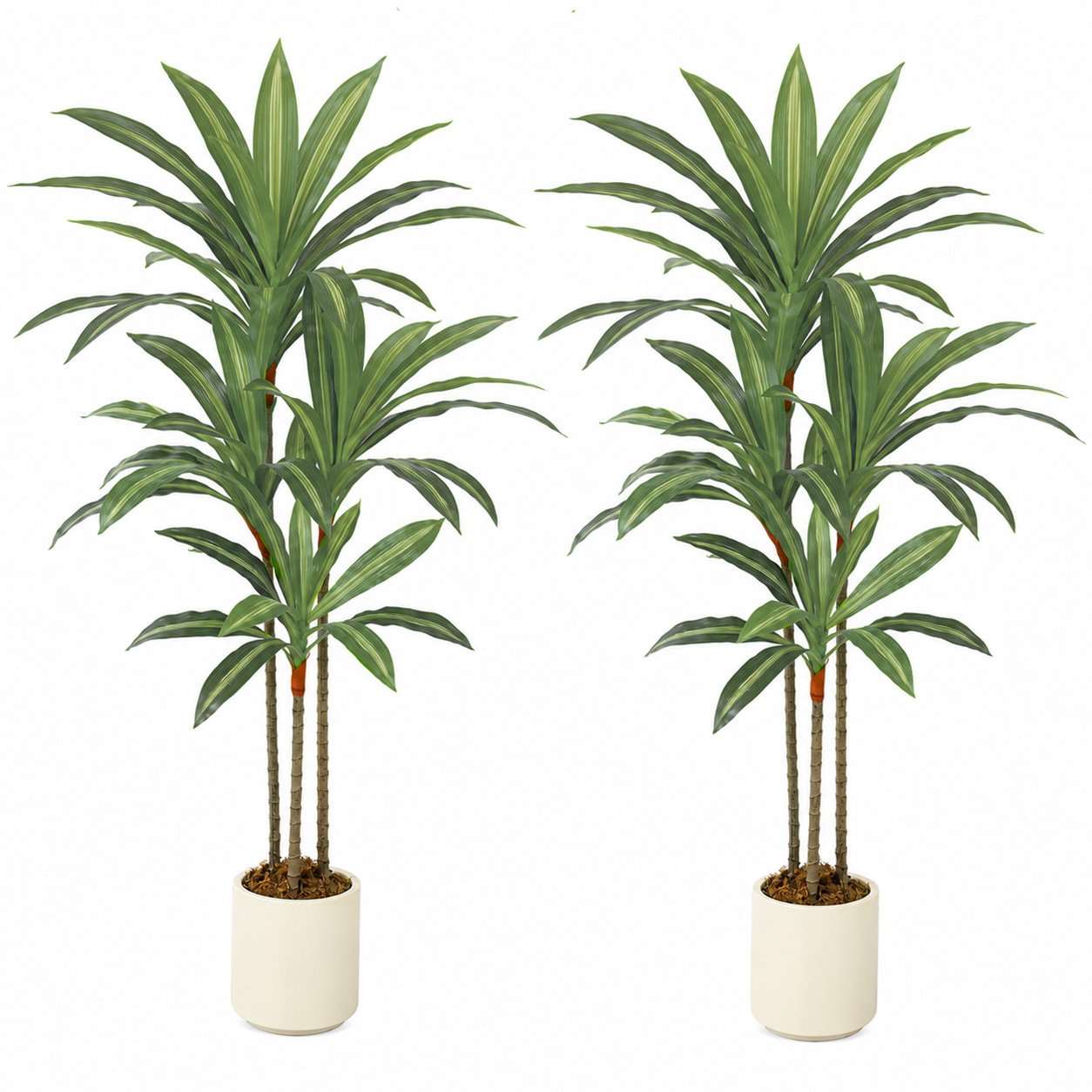 HOMCOM Set of 2 120cm Bendable Trunks Artificial Dracaena Tree - Green