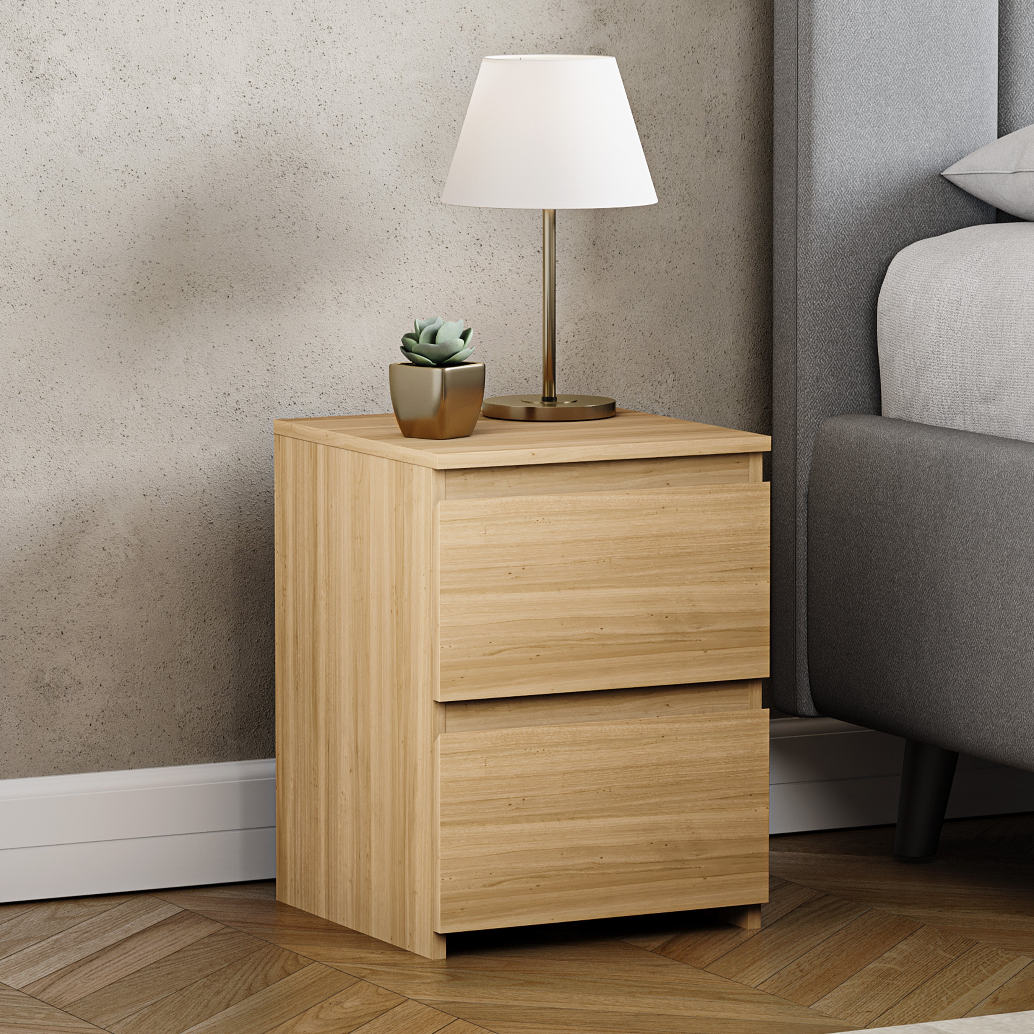Vida Designs Denver 2 Drawer Bedside Chest - Pine