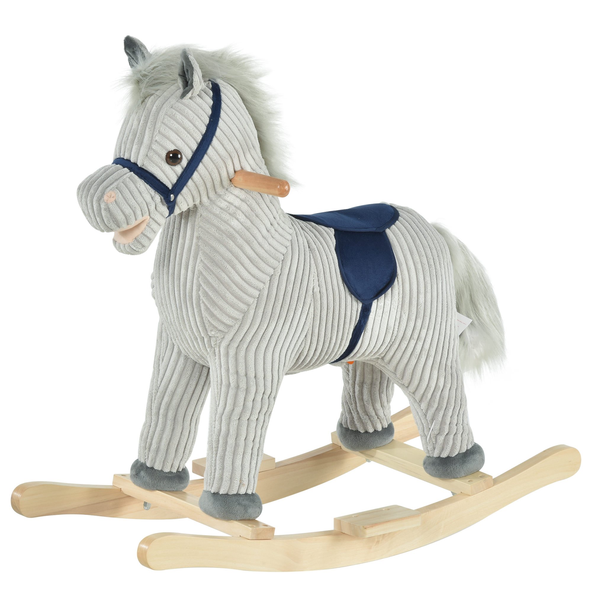 HOMCOM Plush Sound Kids Rocking Horse - Grey