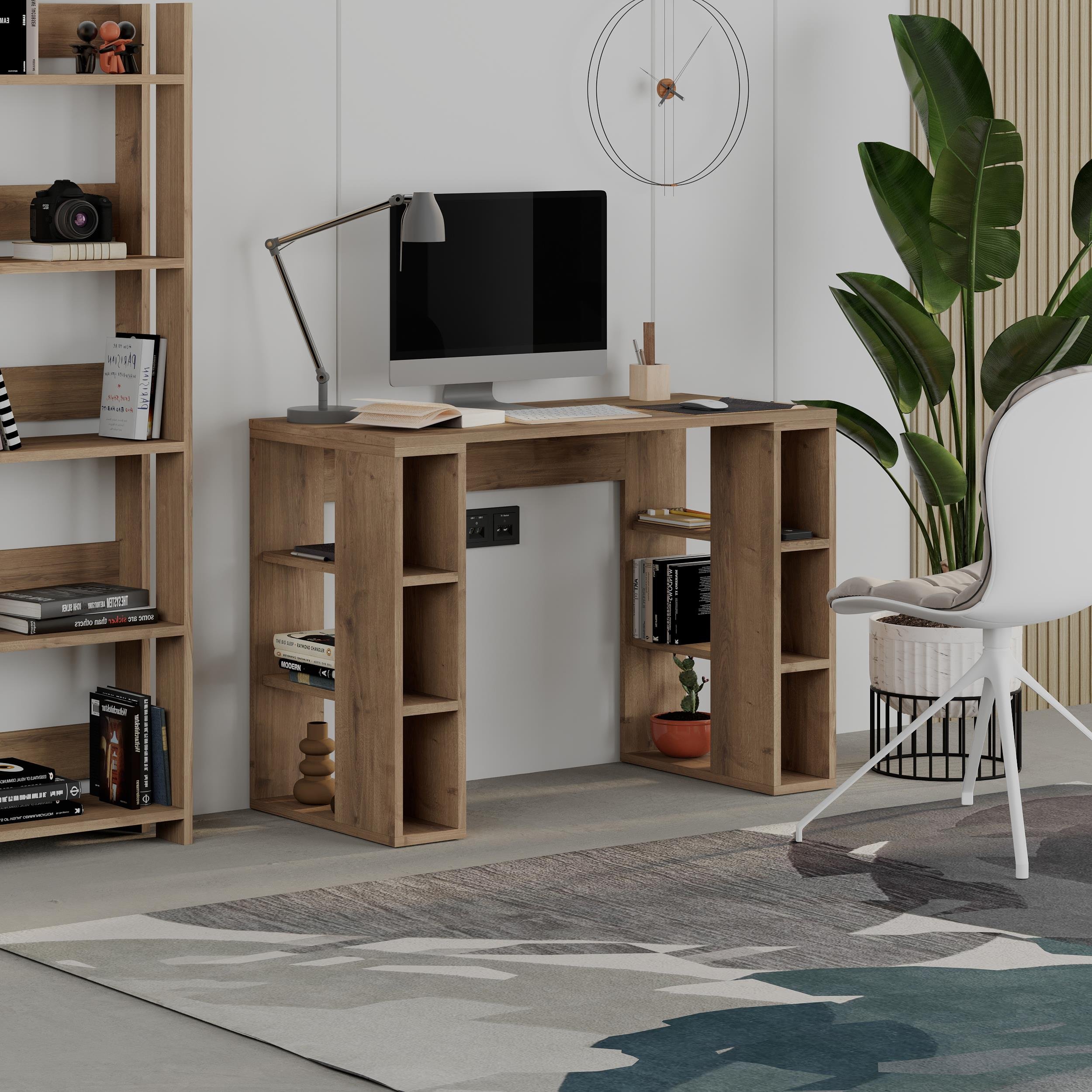 Decortie Colmar Particleboard Study Desk - Dark Oak