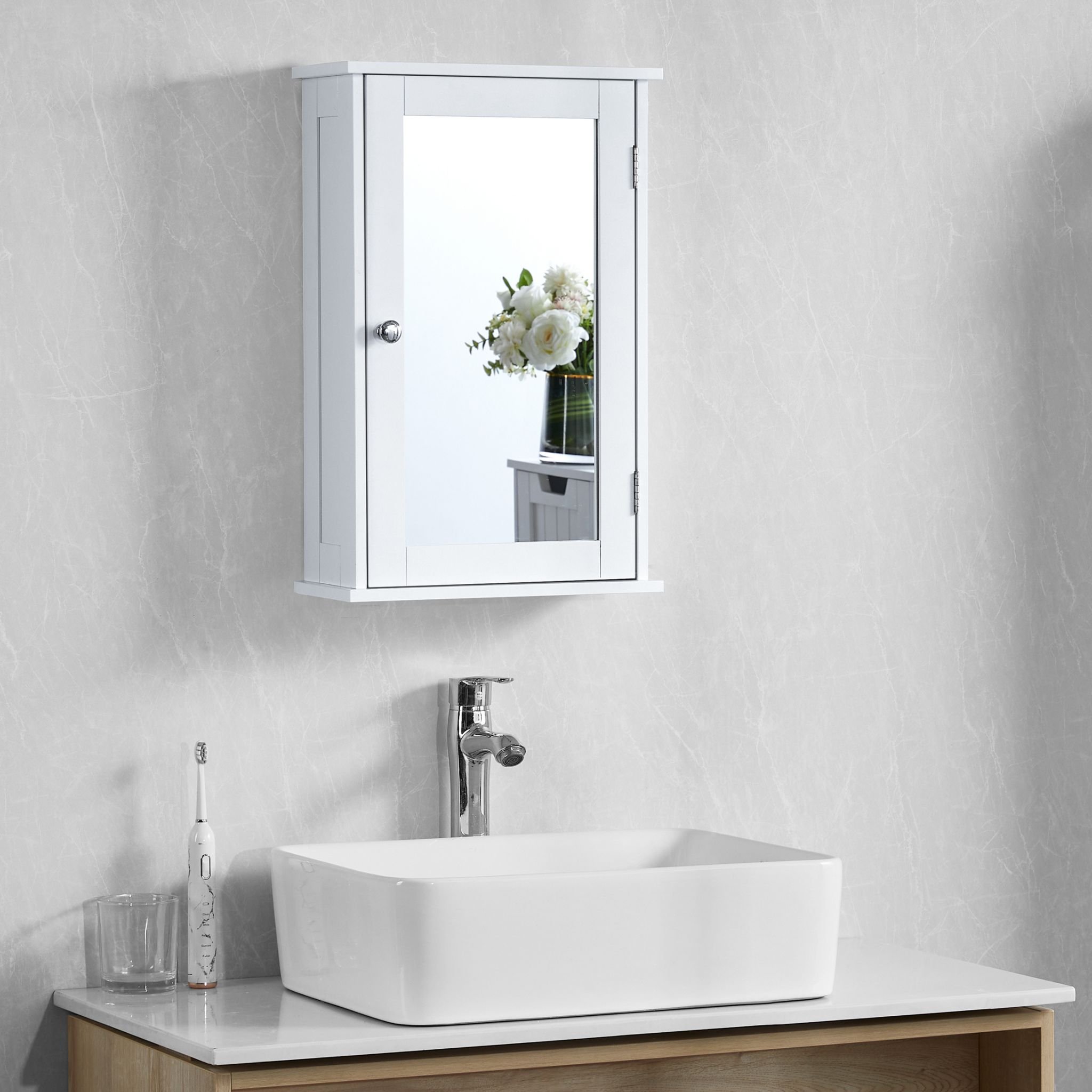 Bath Vida Priano 1 Door Mirrored Wall Cabinet - White