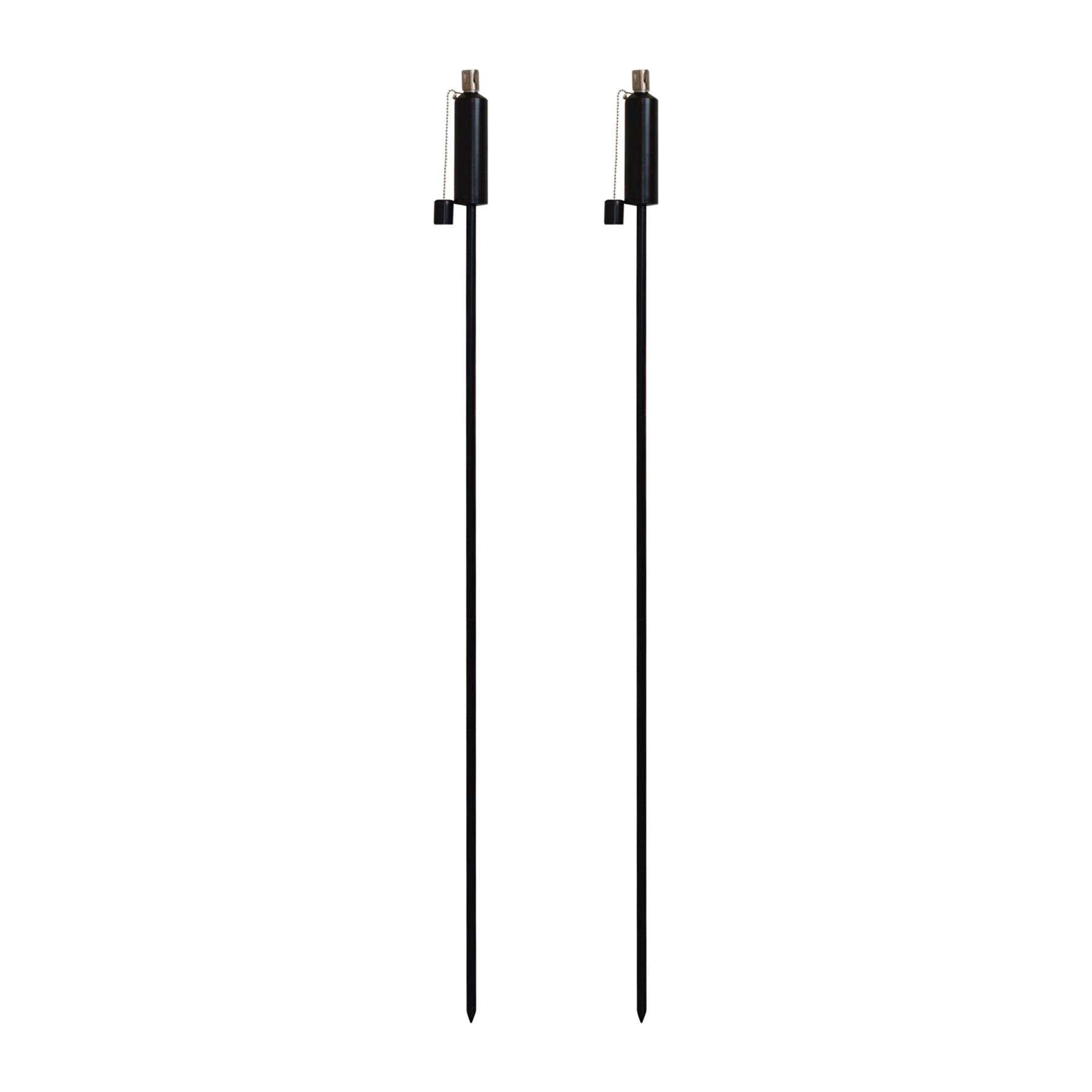 Harbour Housewares Metal Round Garden Fire Torches - 1.46m - Black - Pack of 2