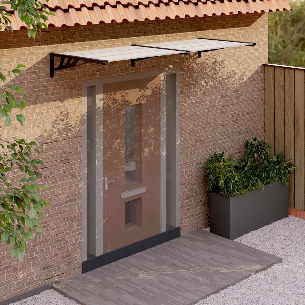 Walplus Polycarbonate Door Canopy - Black and Transparent - 239 x 90 x 27.5 cm