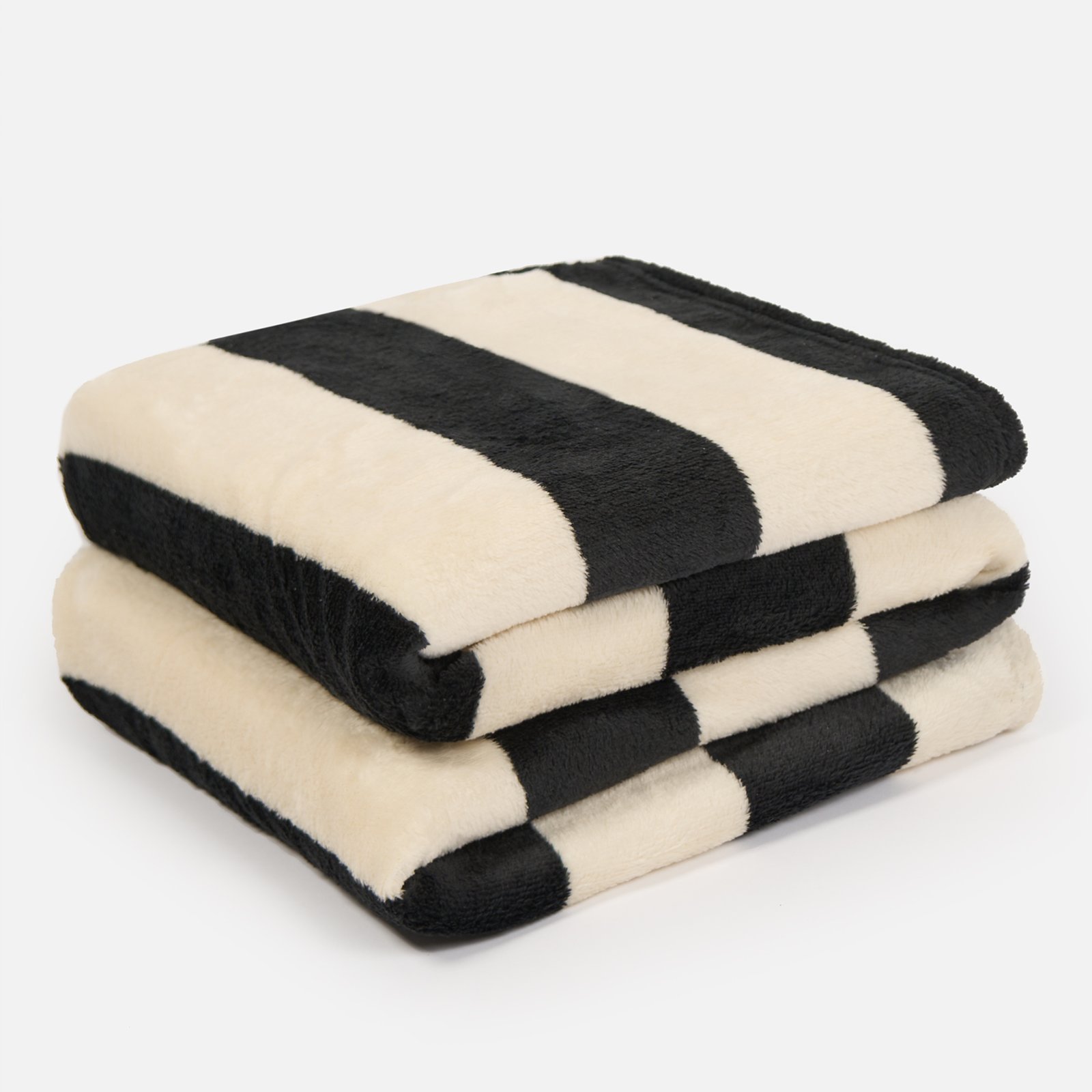 OHS Stripe Print Ultra Soft Blanket Throw - 125 x 150cm - Mono