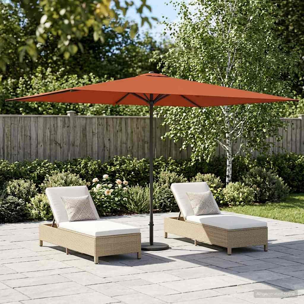 Walplus Rectangular Polyester Garden Parasol - Terracotta - 290 x 190 x 223 cm