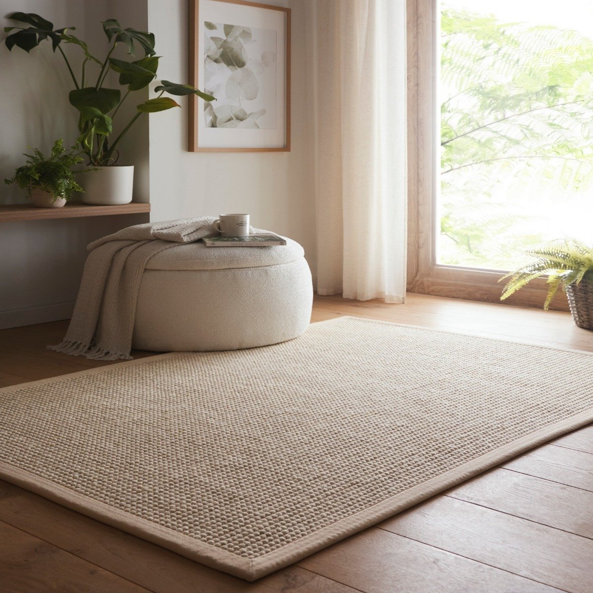 Mega Flooring Beige Modern Bordered Runner - 67 x 200cm