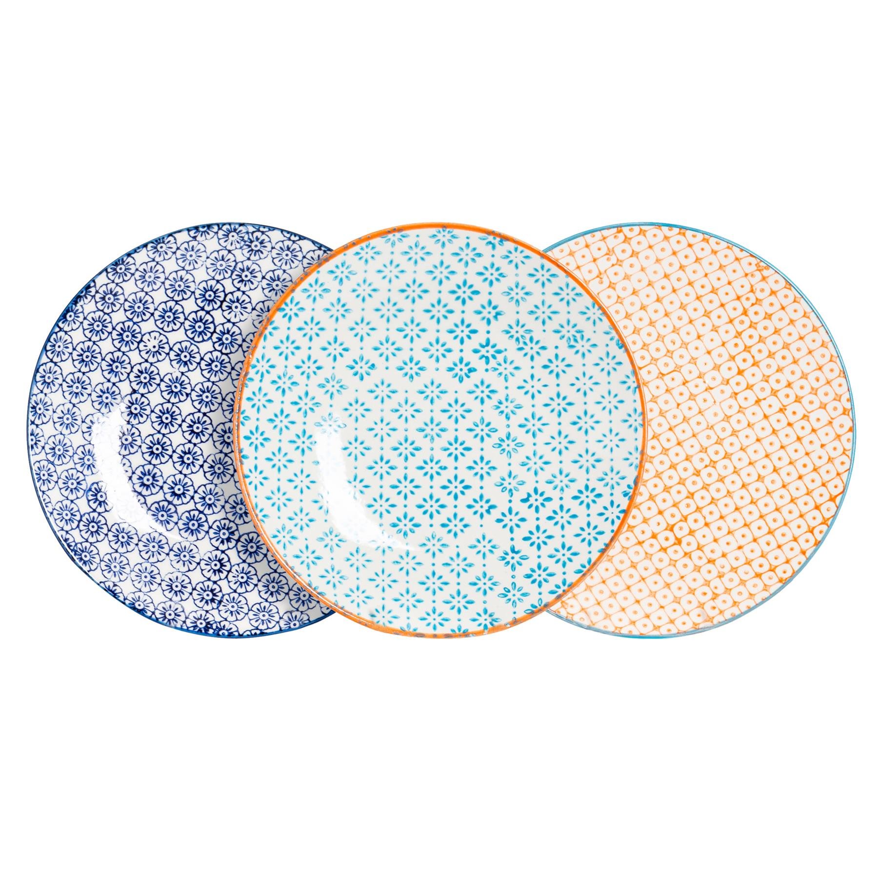 Nicola Spring Hand-Printed Side Plates - 3 Colours - Pack of 6