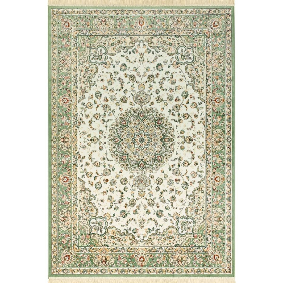 Hanse Home Green Oriental Velvet Nain Medallion Fringed Rug - 95 x 140cm
