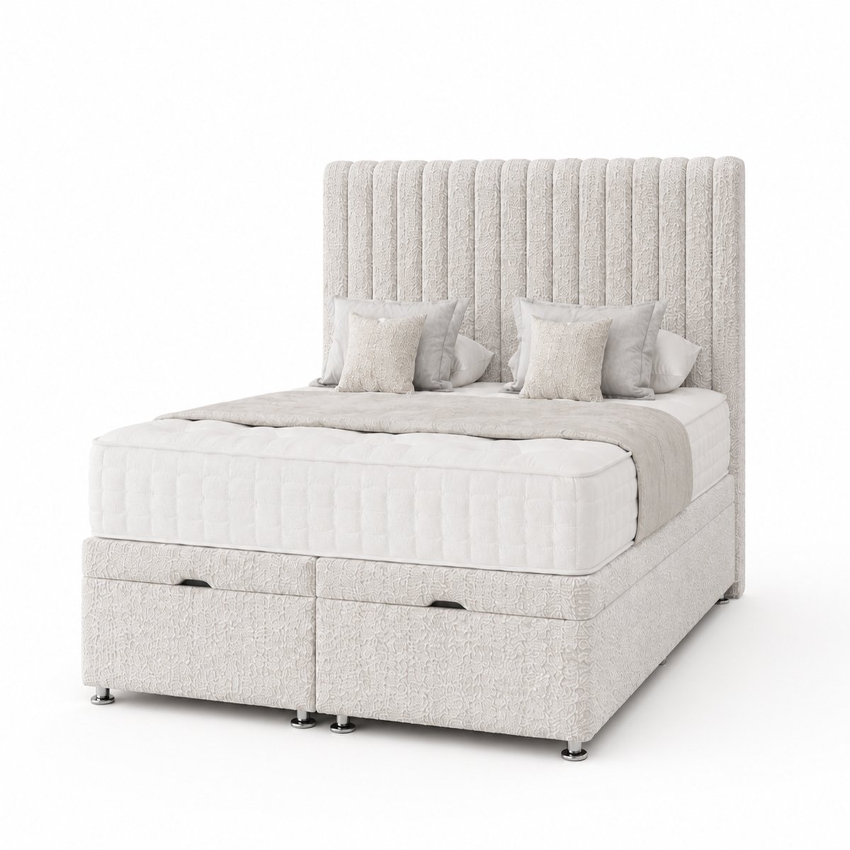 Comfy Deluxe Apollo 6ft Super King End Lift Ottoman Bed Set -  Cream