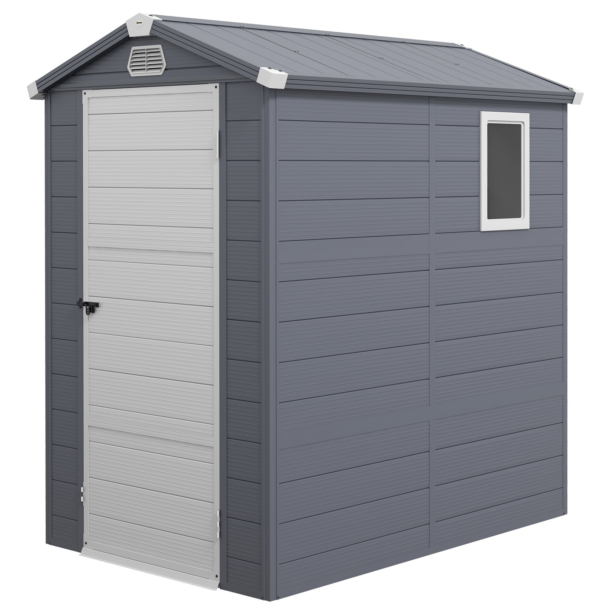 Outsunny Garden Shed with Foundation Kit Outdoor Storage - Grey