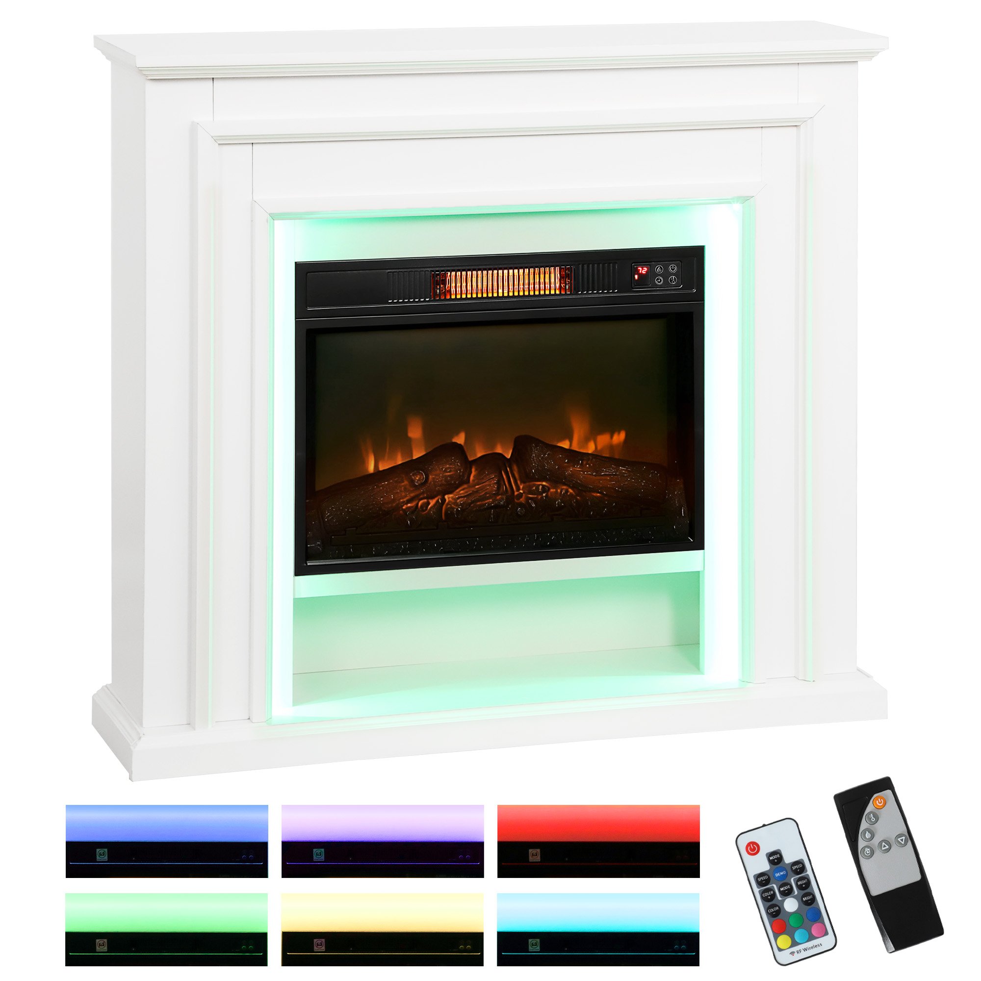 HOMCOM LED Electric Fireplace with Timer - White