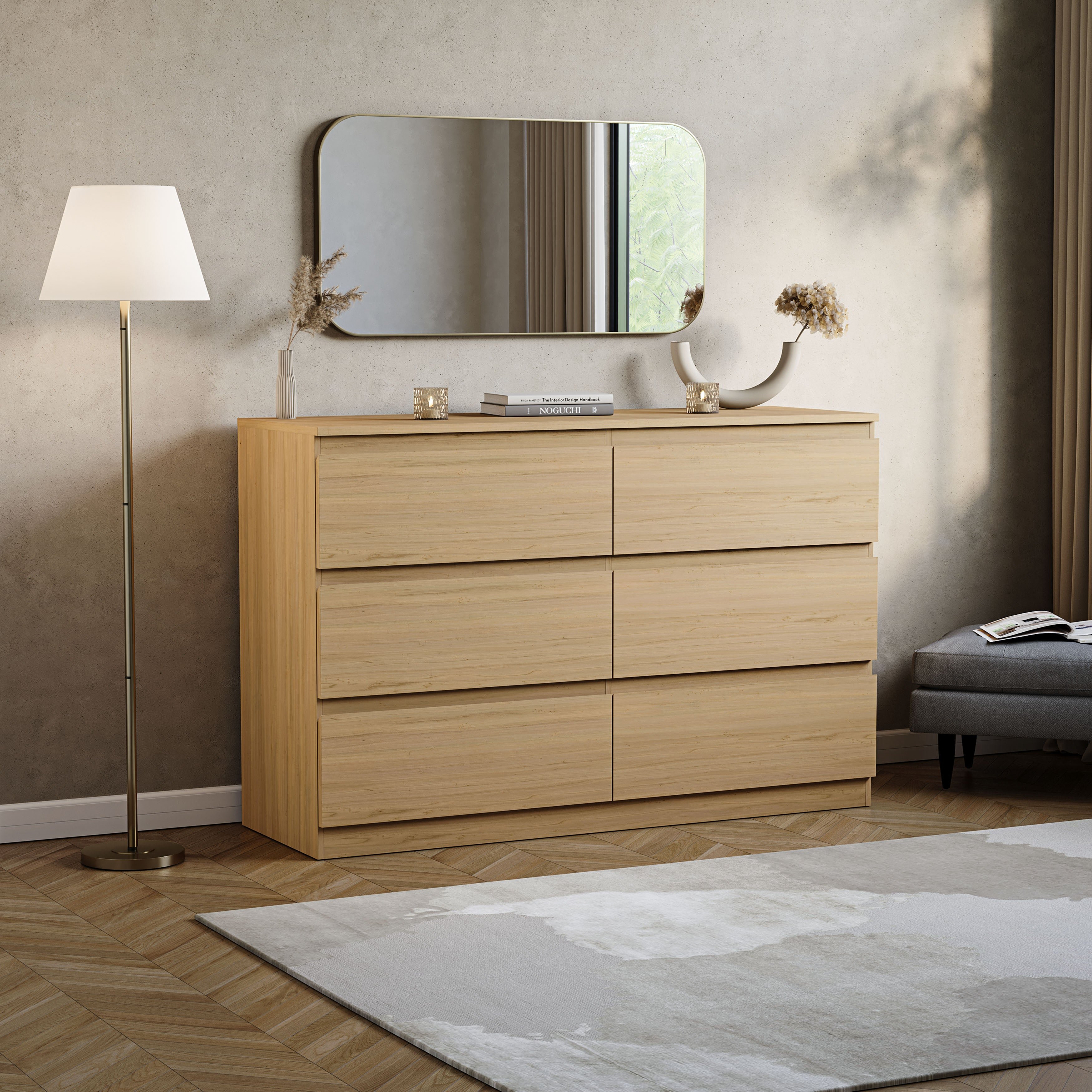 Vida Designs Denver 6 Drawer Chest - Pine